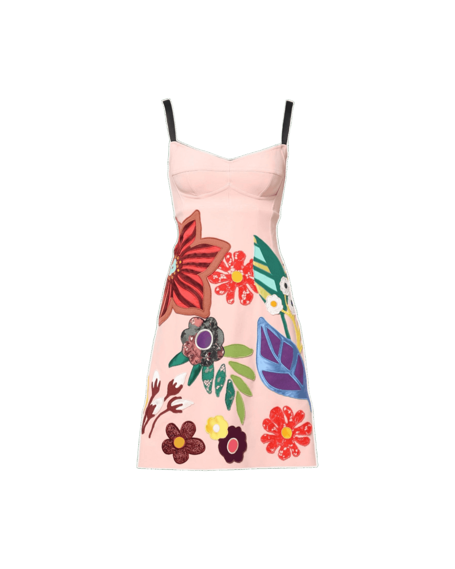Dolce & Gabbana Pink Floral Print Spaghetti Strap Mini Dress Dresses