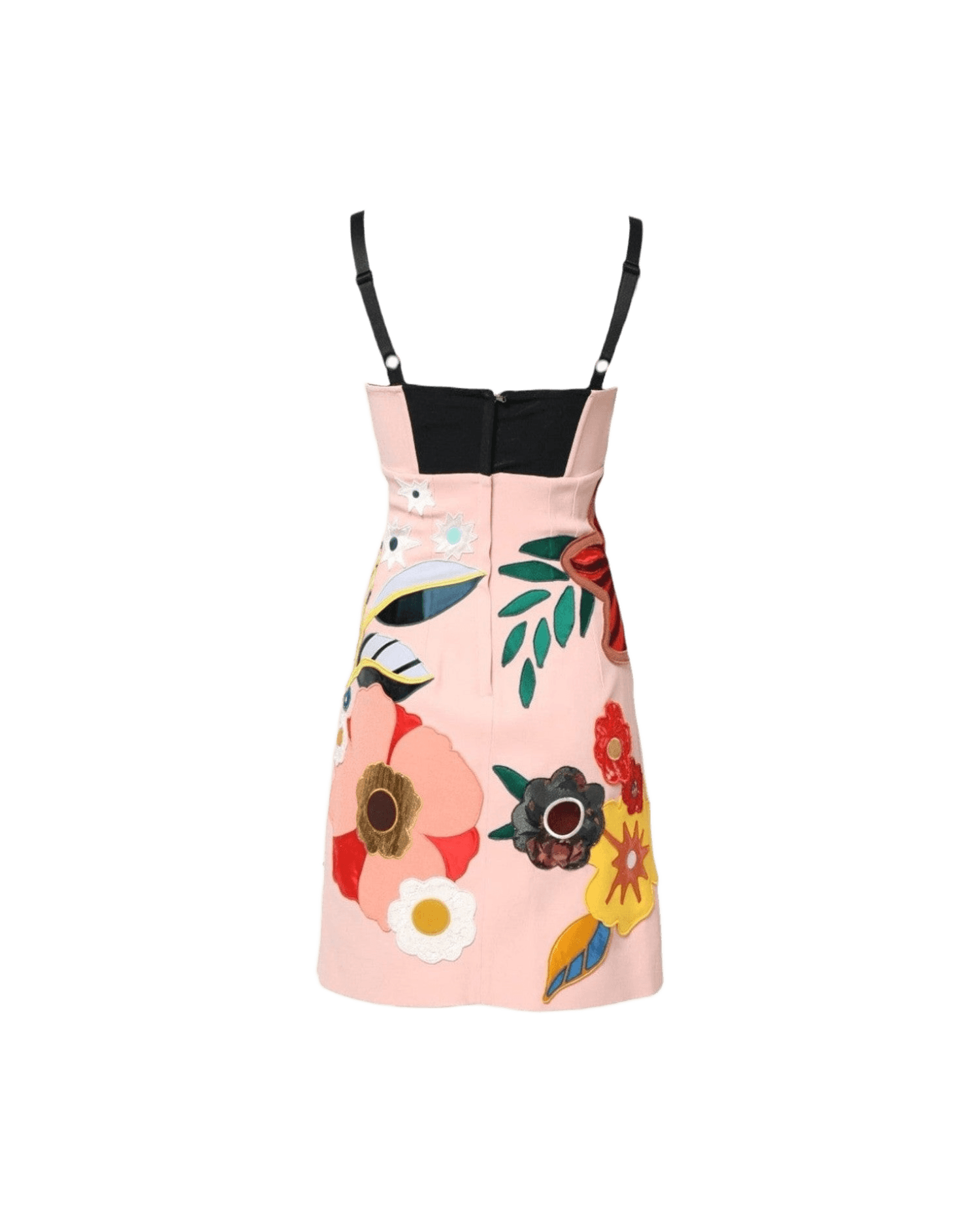 Dolce & Gabbana Pink Floral Print Spaghetti Strap Mini Dress Dresses