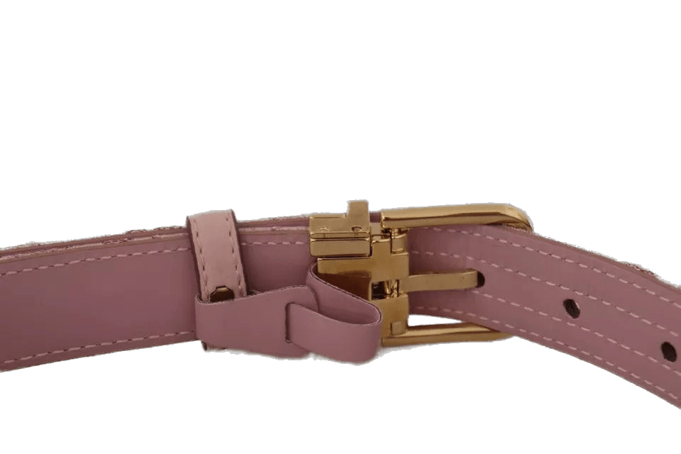 Dolce & Gabbana Pink Jaquard Embroidered Gold Tone Metal Buckle Belt Glam Steals