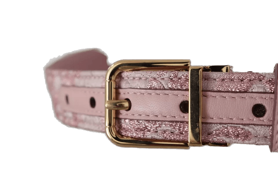 Dolce & Gabbana Pink Jaquard Embroidered Gold Tone Metal Buckle Belt Glam Steals