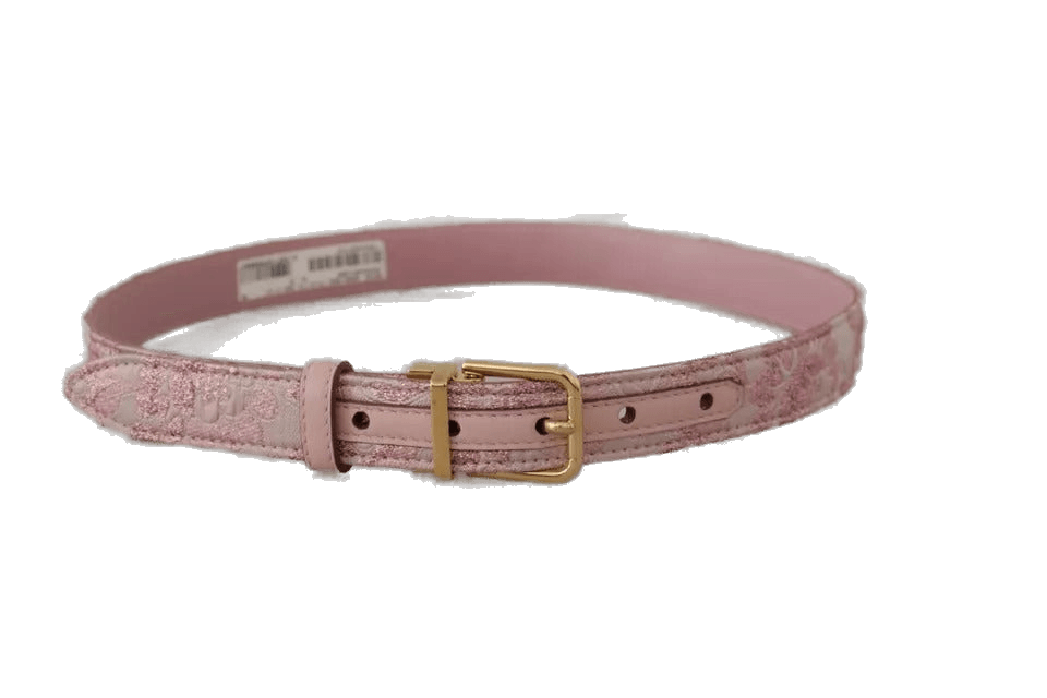 Dolce & Gabbana Pink Jaquard Embroidered Gold Tone Metal Buckle Belt Glam Steals