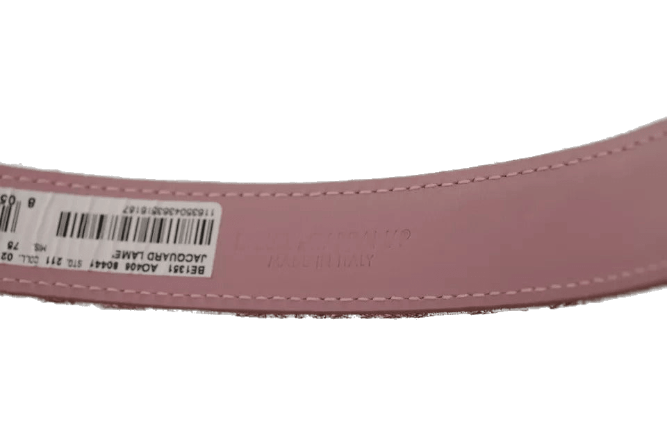 Dolce & Gabbana Pink Jaquard Embroidered Gold Tone Metal Buckle Belt Glam Steals