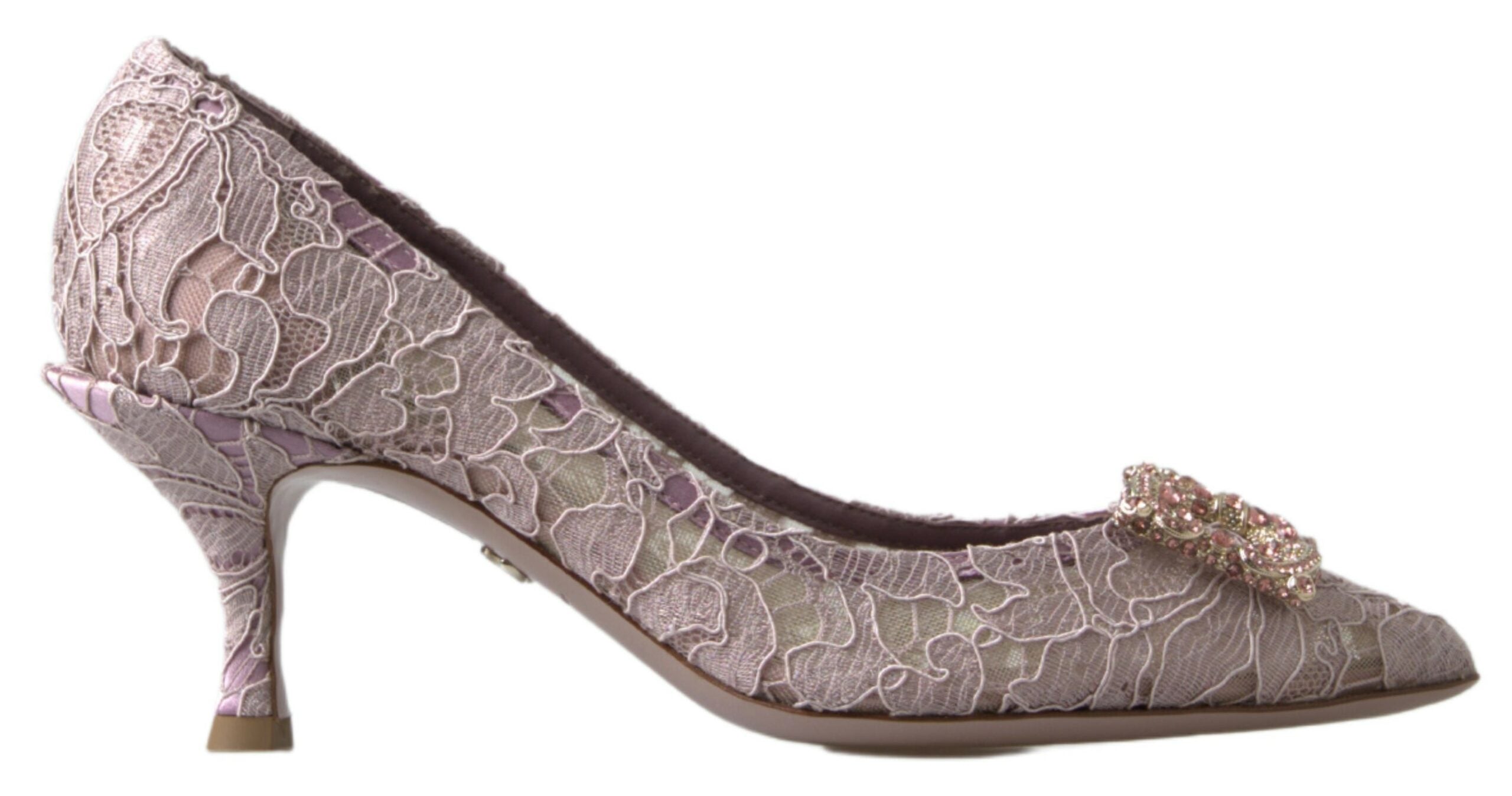 Dolce & Gabbana Pink Lace Floral Dg Crystal Pumps Shoes Glam Steals