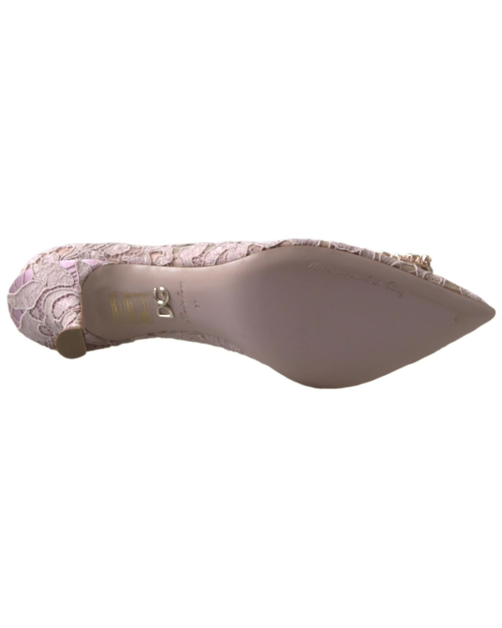 Dolce & Gabbana Pink Lace Floral Dg Crystal Pumps Shoes Heels