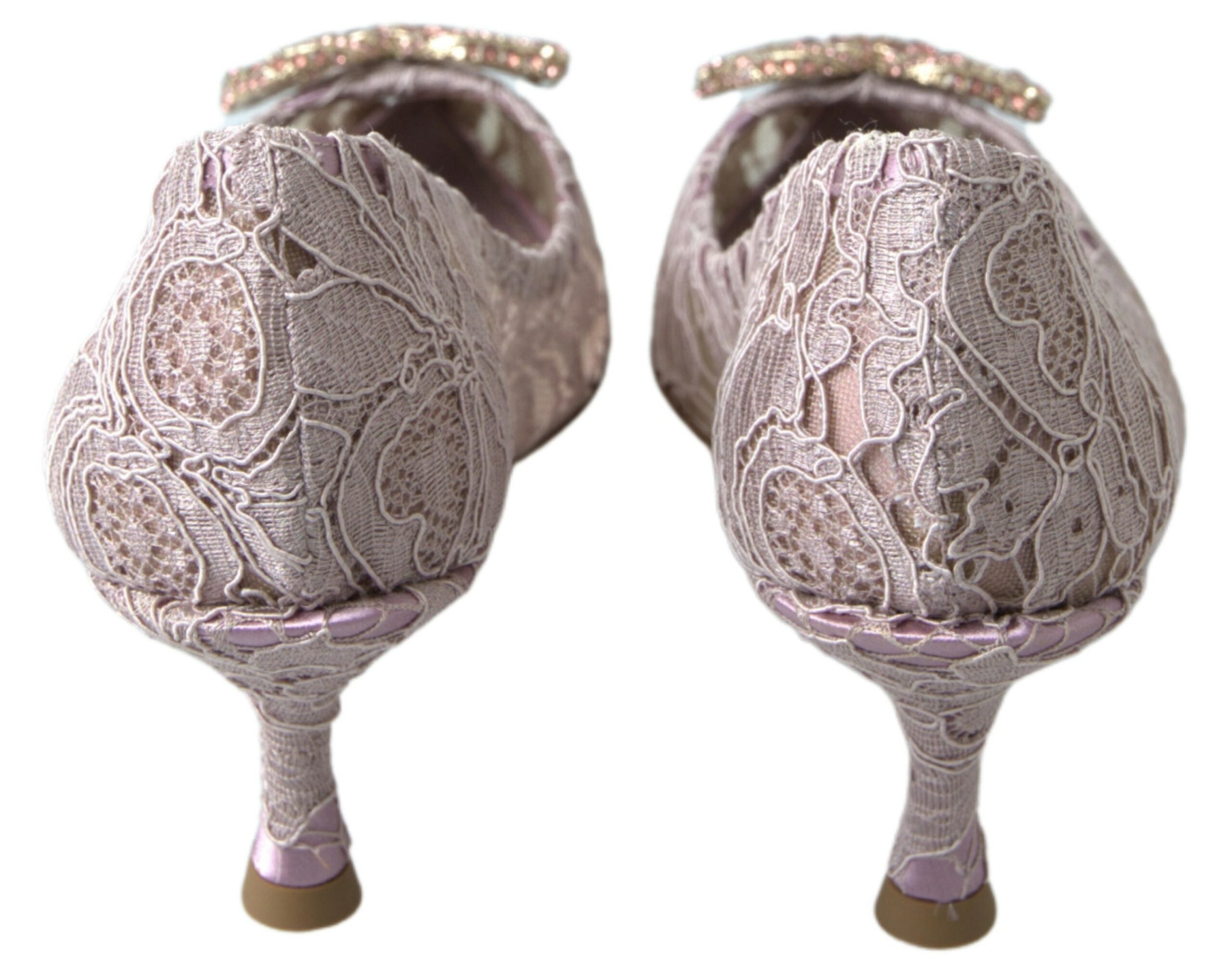 Dolce & Gabbana Pink Lace Floral Dg Crystal Pumps Shoes Glam Steals