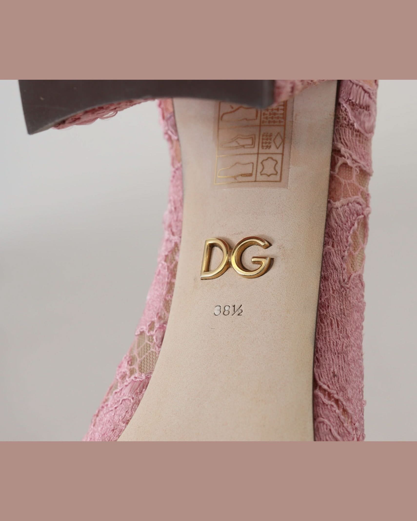 Dolce & Gabbana Pink Lace Taormina Crystal Pumps Heels