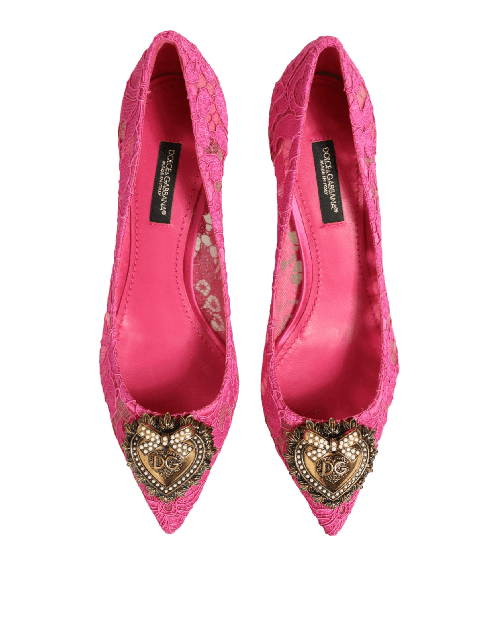 Dolce & Gabbana Pink Lace Taormina Devotion Pumps Shoes Heels