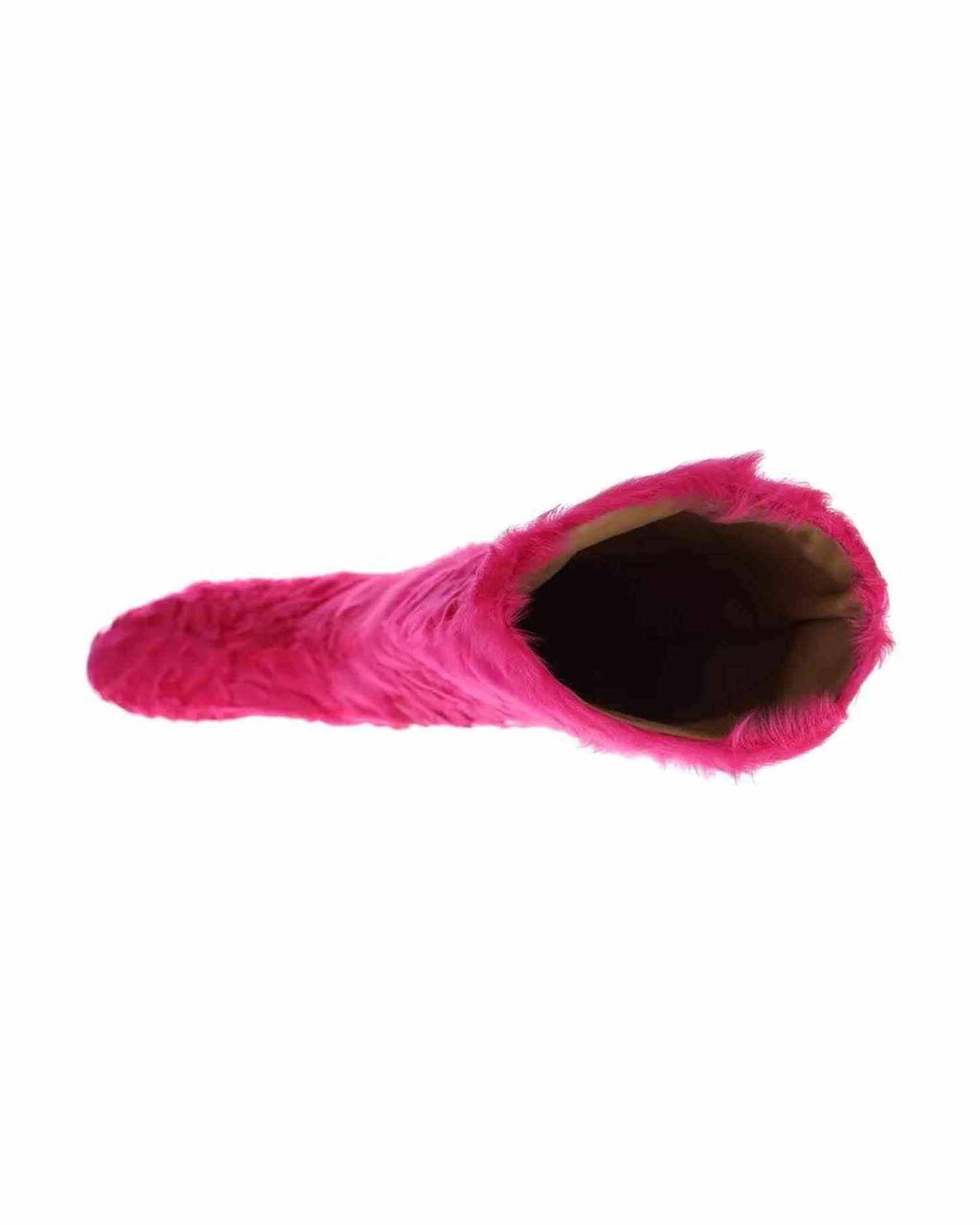 Dolce & Gabbana Pink Lamb Fur Leather Flat Boots Shoes Boots