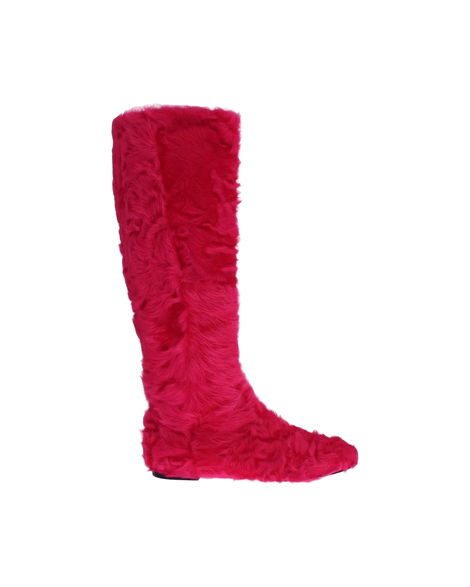 Dolce & Gabbana Pink Lamb Fur Leather Flat Boots Shoes Boots
