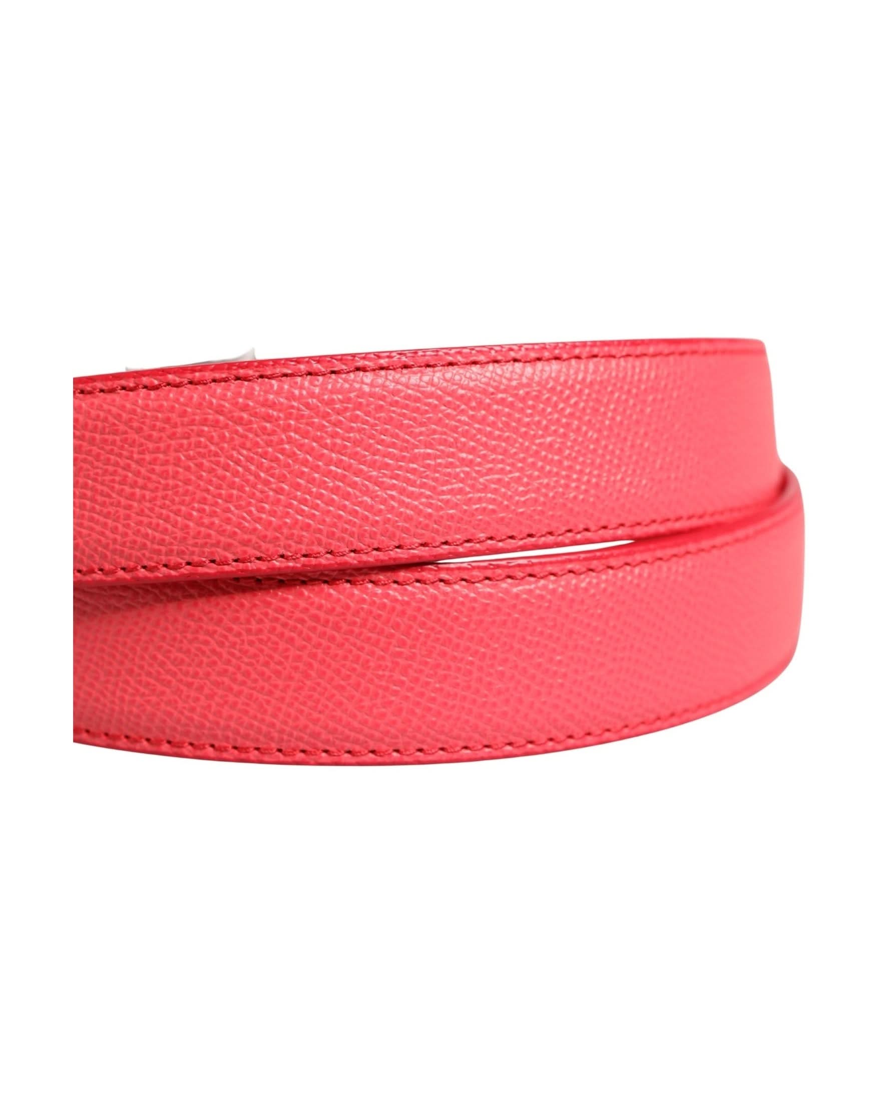 Dolce & Gabbana Pink Leather Calf Silver Metal Buckle Belt Glam Steals