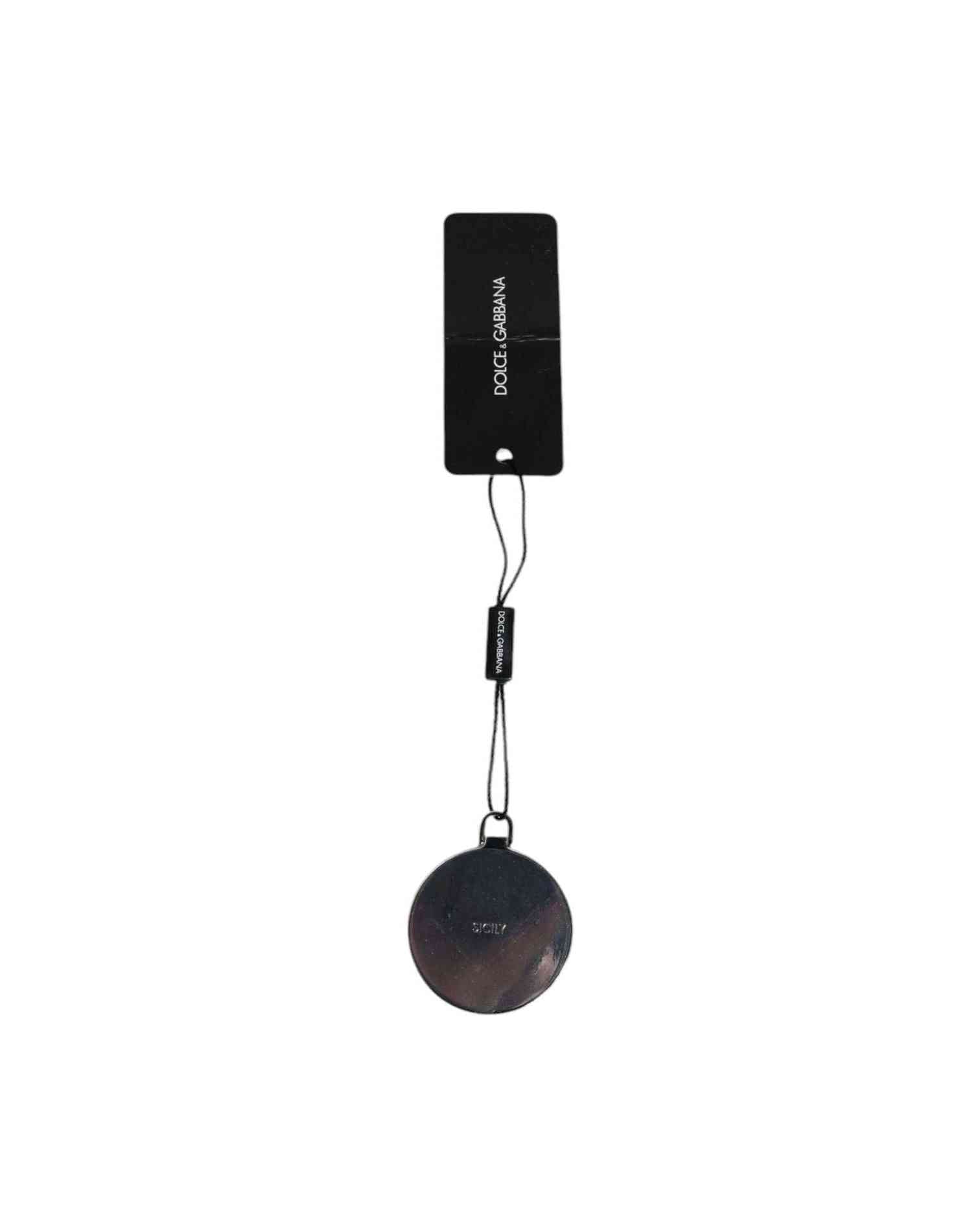 Dolce & Gabbana Pink Leather Calfskin Round Logo Hand Mirror Holder Glam Steals