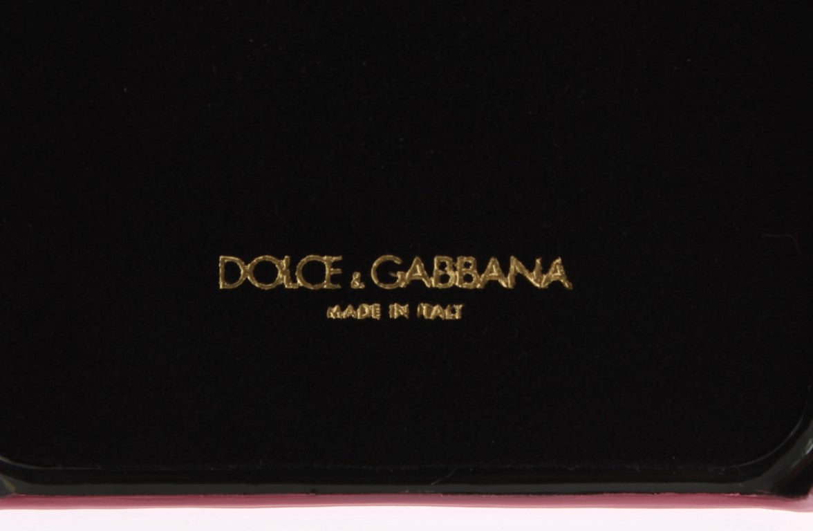 Dolce & Gabbana Pink Leather Chic Heart Embellished Phone Cover Glam Steals