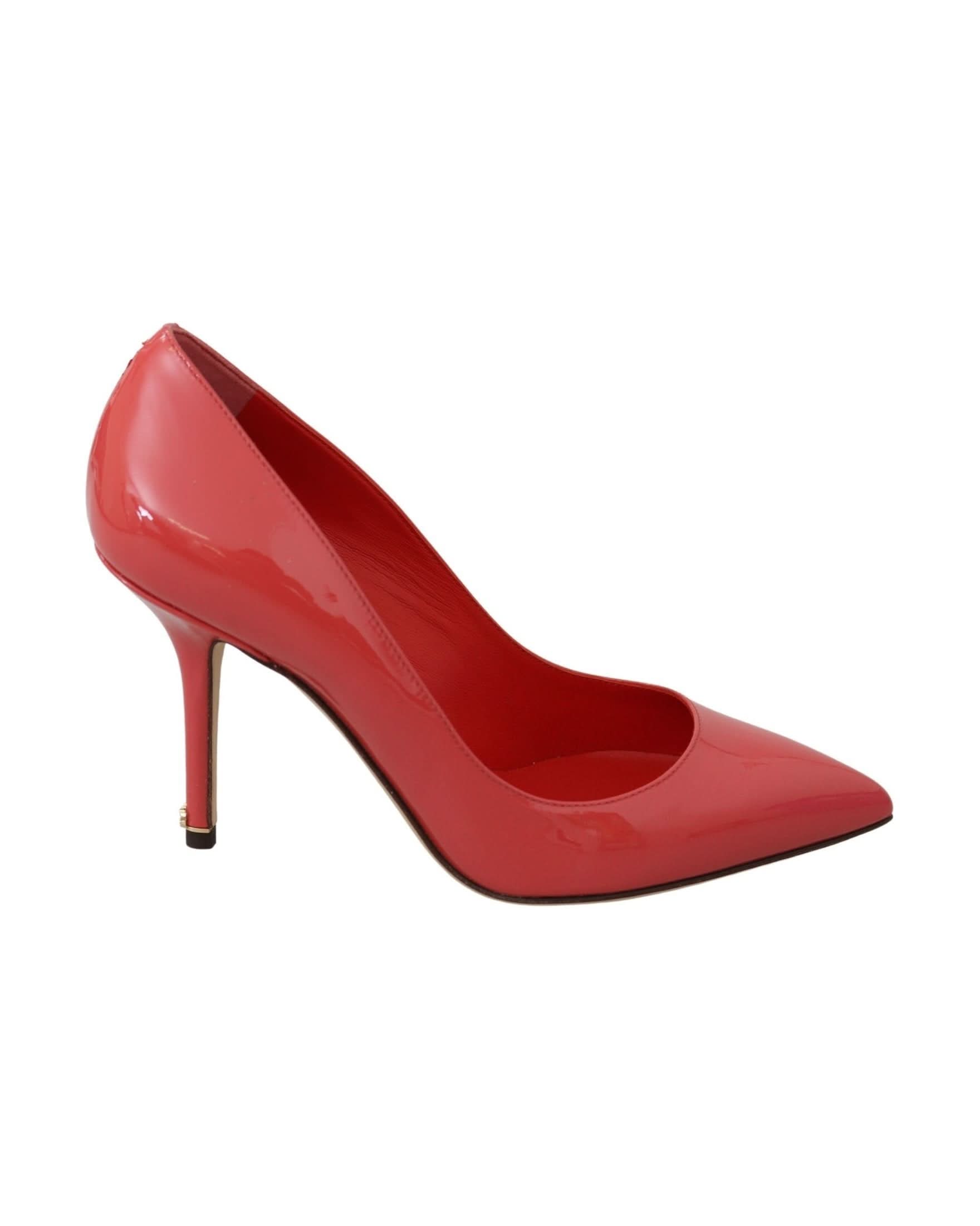 Dolce & Gabbana Pink Leather Dark Patent Heels Pumps Heels