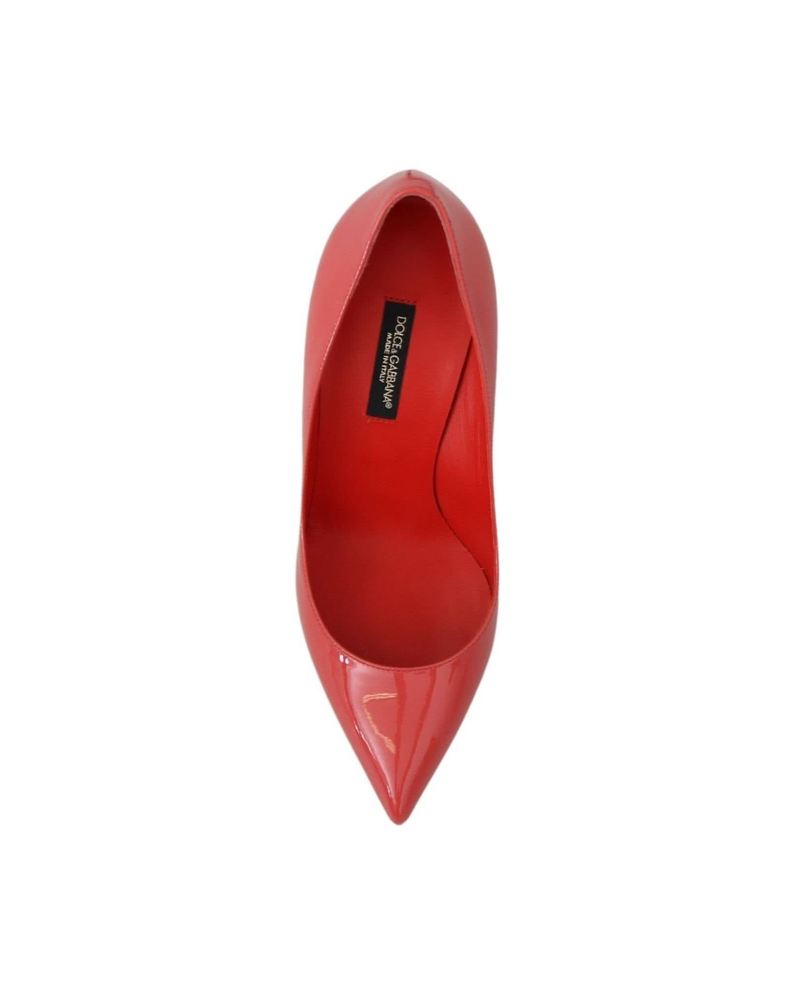 Dolce & Gabbana Pink Leather Dark Patent Heels Pumps Heels