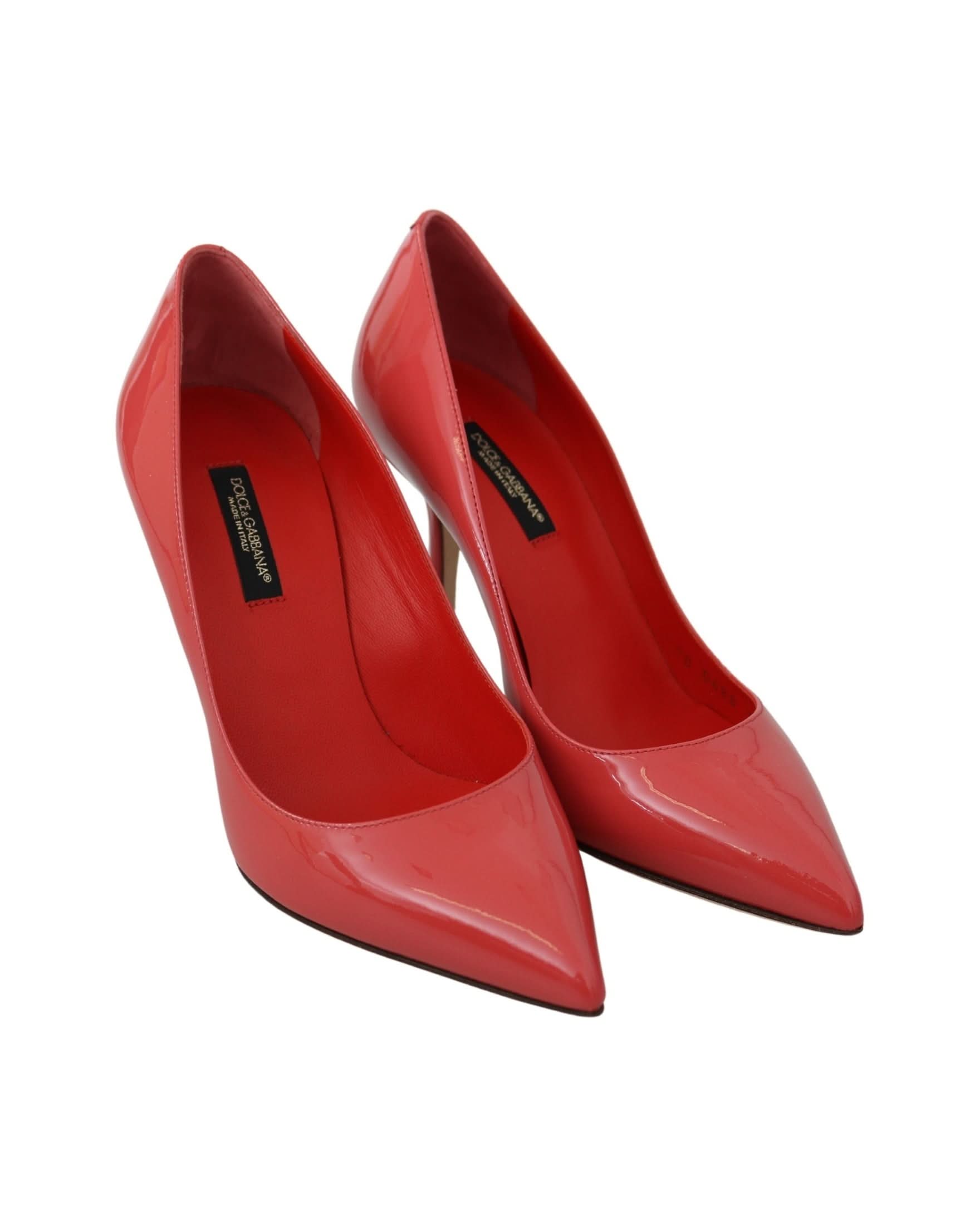 Dolce & Gabbana Pink Leather Dark Patent Heels Pumps Heels