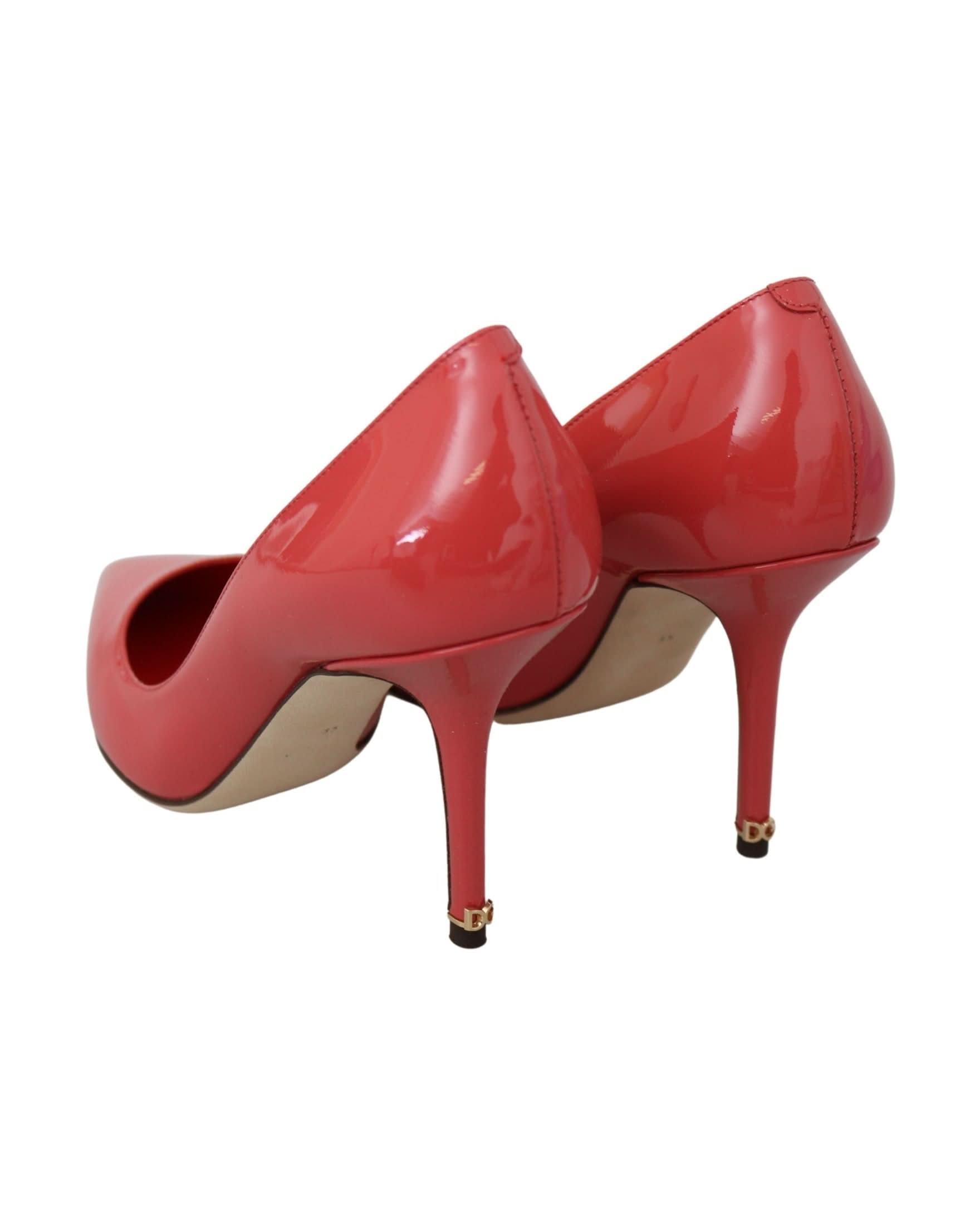 Dolce & Gabbana Pink Leather Dark Patent Heels Pumps Heels
