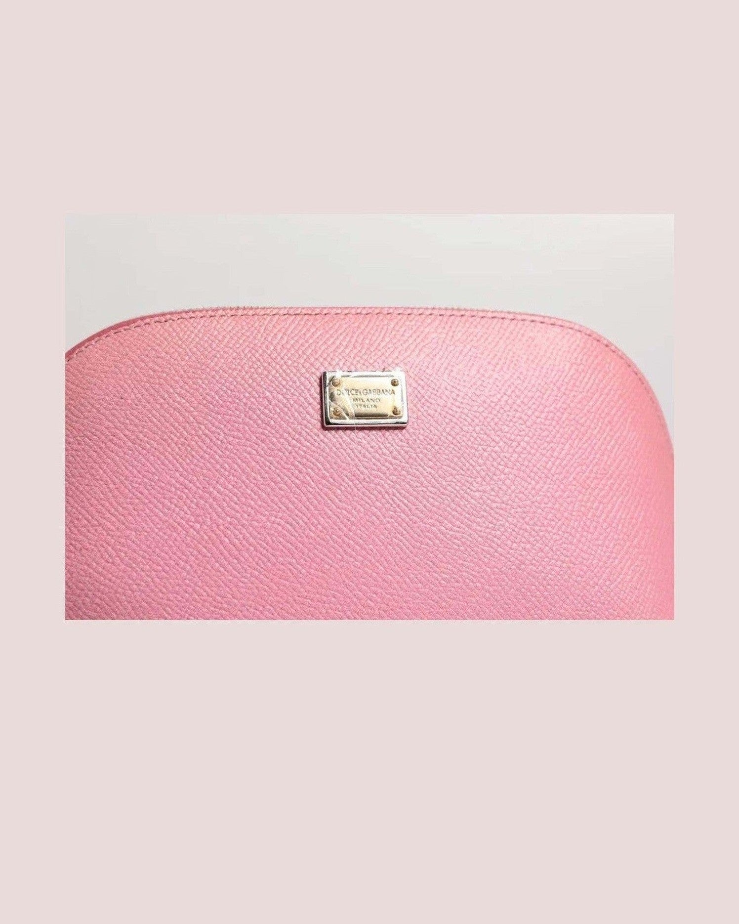 Dolce & Gabbana Leather Dg Logo Zip Around Hand Purse Pouch Pink Wallet Glam Steals