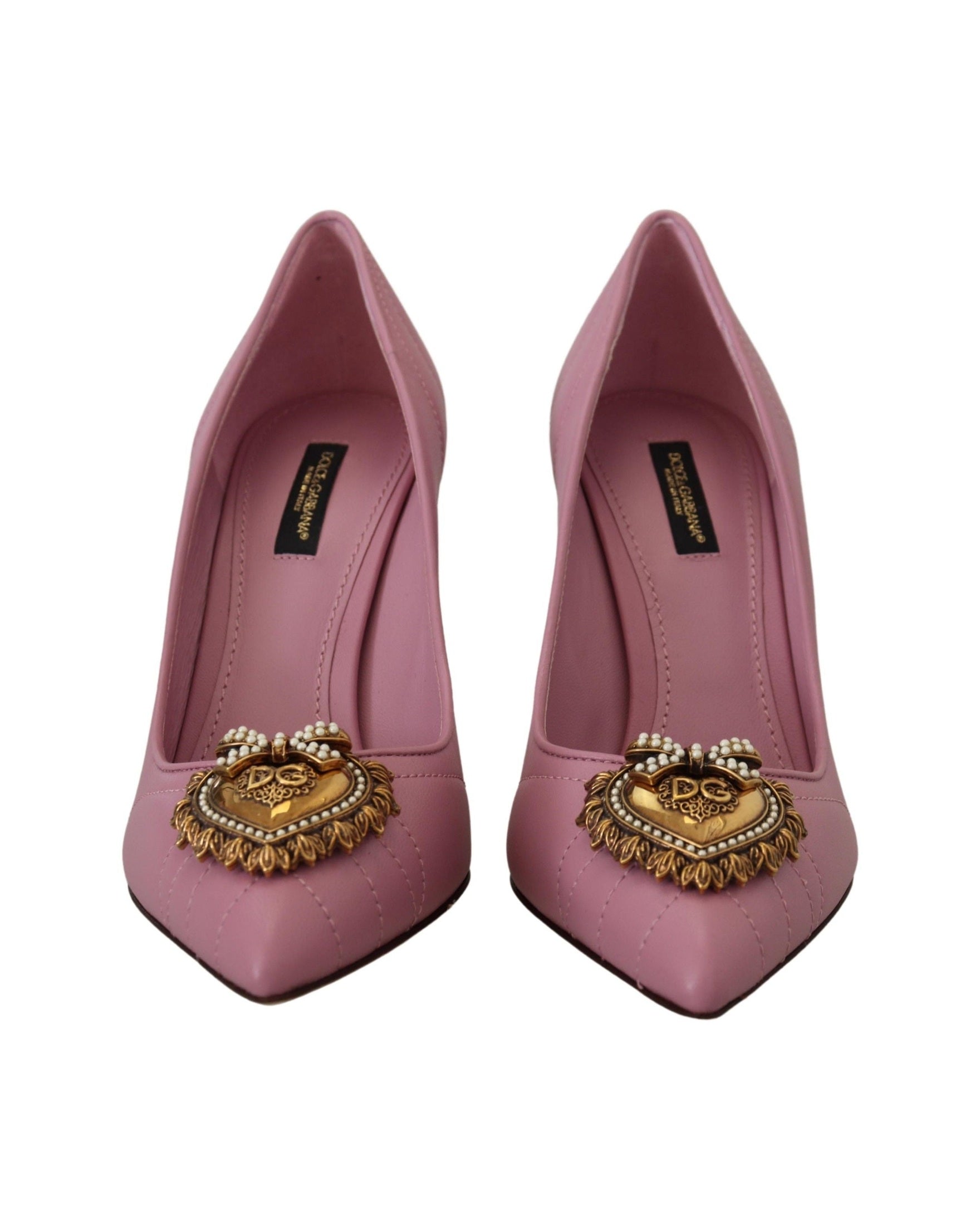 Dolce & Gabbana Pink Leather Heart Devotion Heels Glam Steals