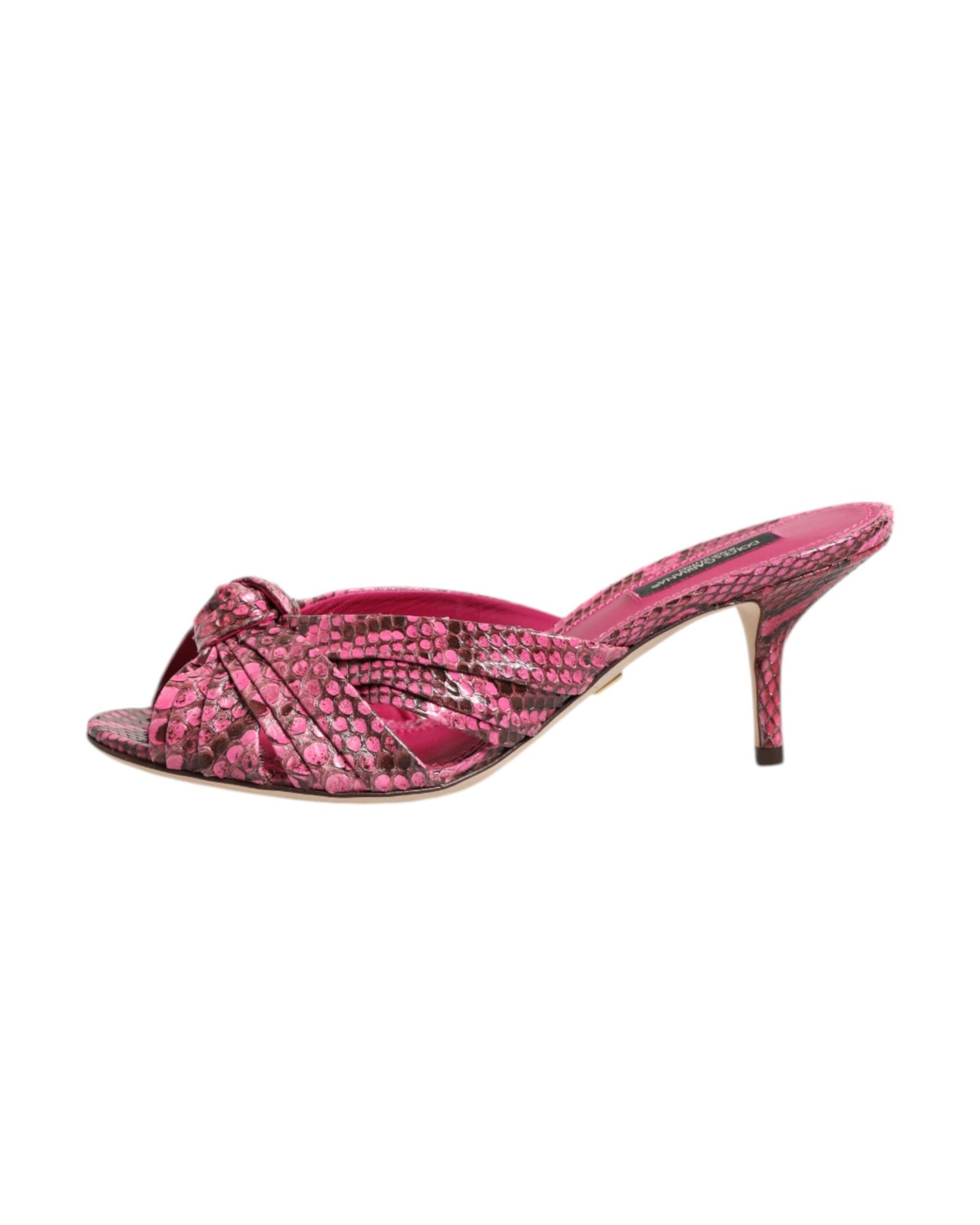 Dolce & Gabbana Pink Leather Heels Slides Sandals Shoes Glam Steals