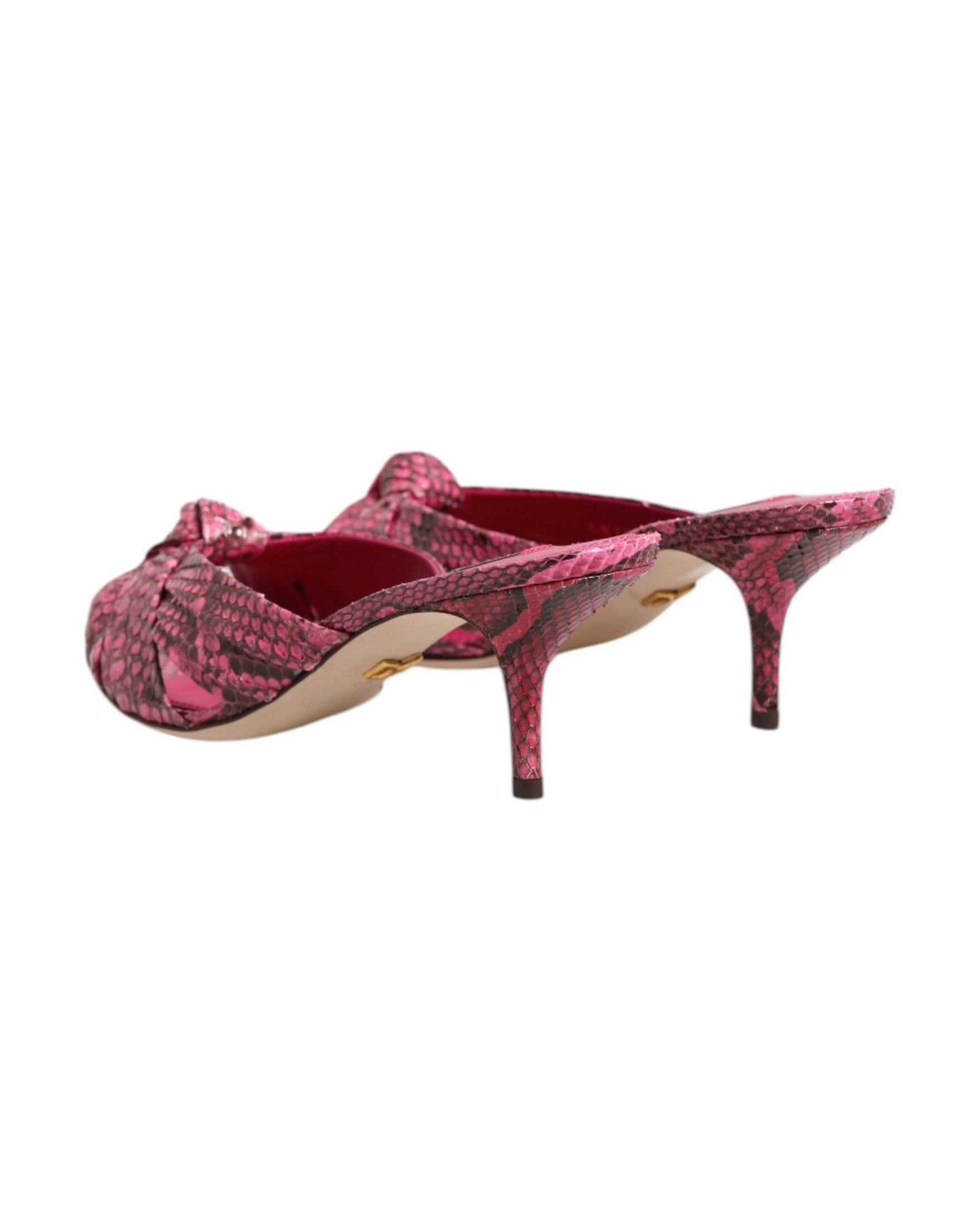 Dolce & Gabbana Pink Leather Heels Slides Sandals Shoes Glam Steals