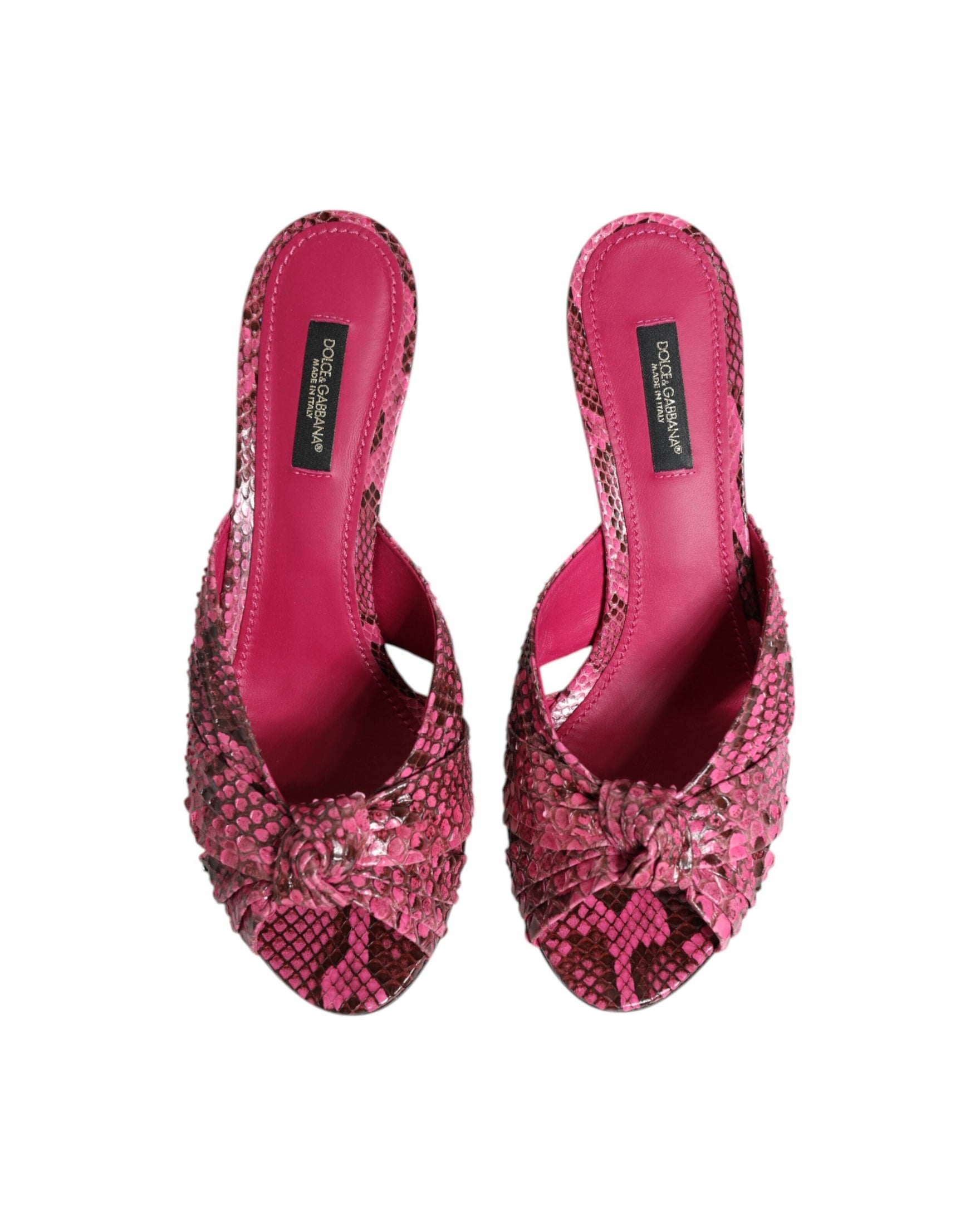 Dolce & Gabbana Pink Leather Heels Slides Sandals Shoes Glam Steals