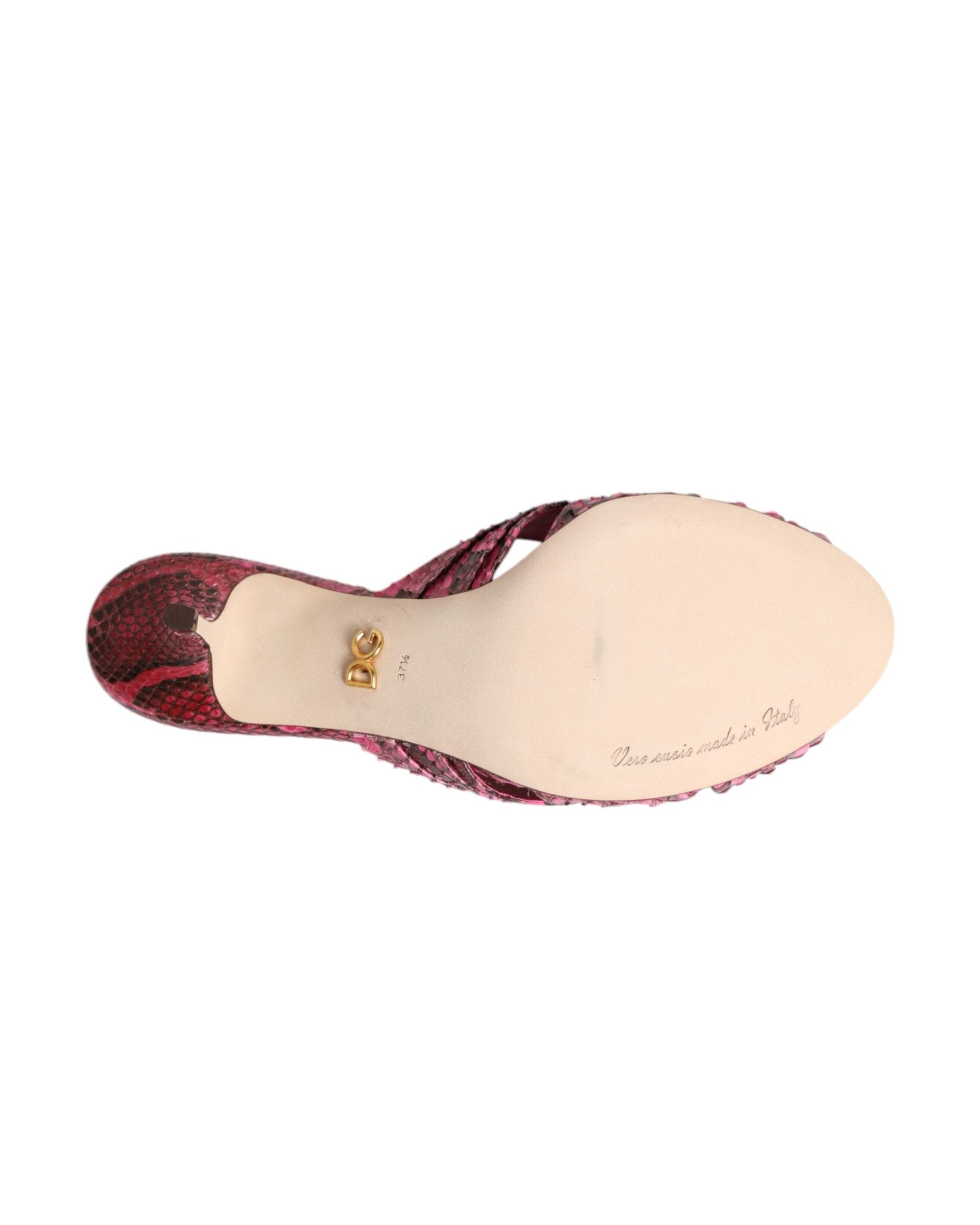Dolce & Gabbana Pink Leather Heels Slides Sandals Shoes Glam Steals