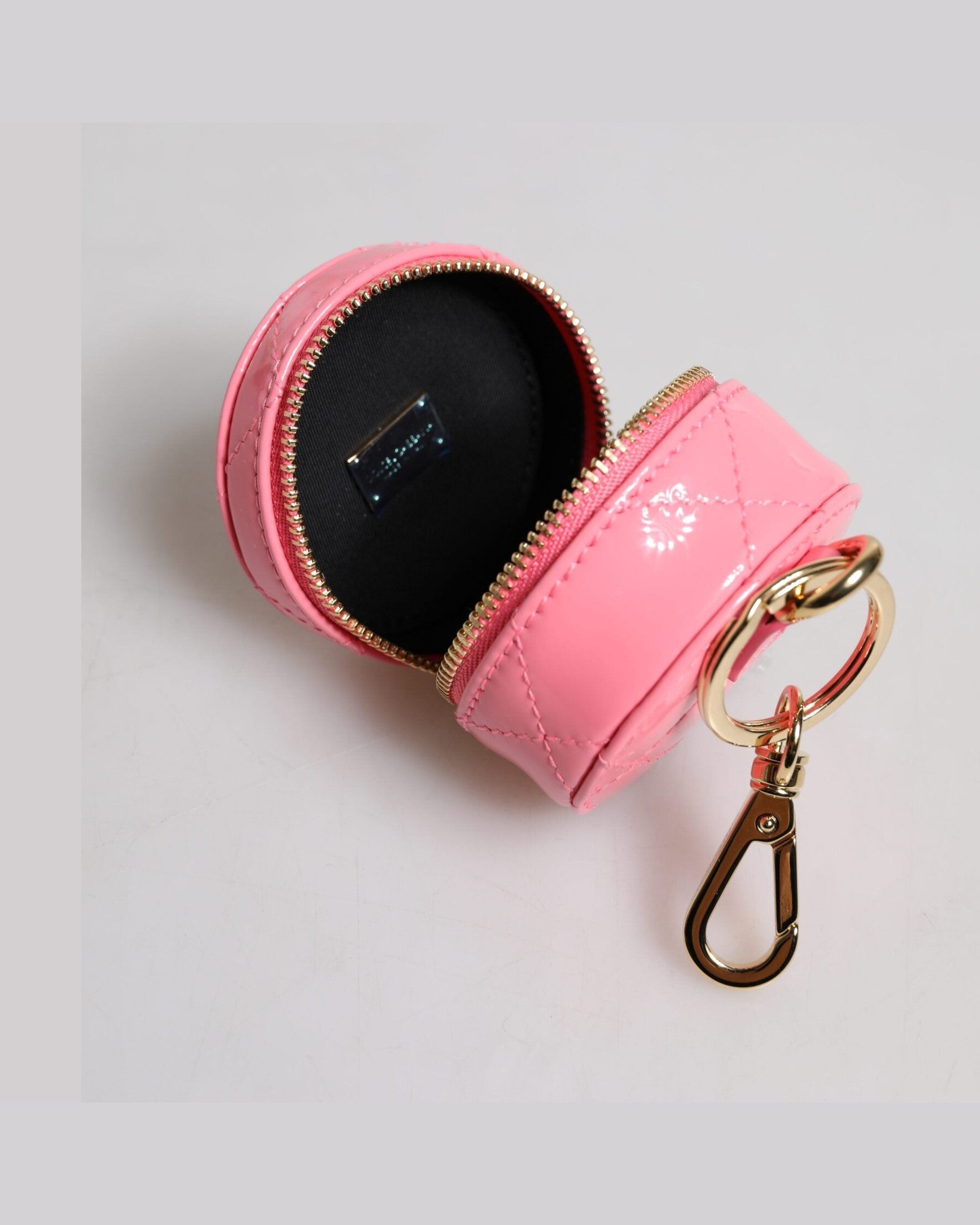 Dolce & Gabbana Pink Leather Lamb Dg Crystal Round Coin Purse Wallet Glam Steals