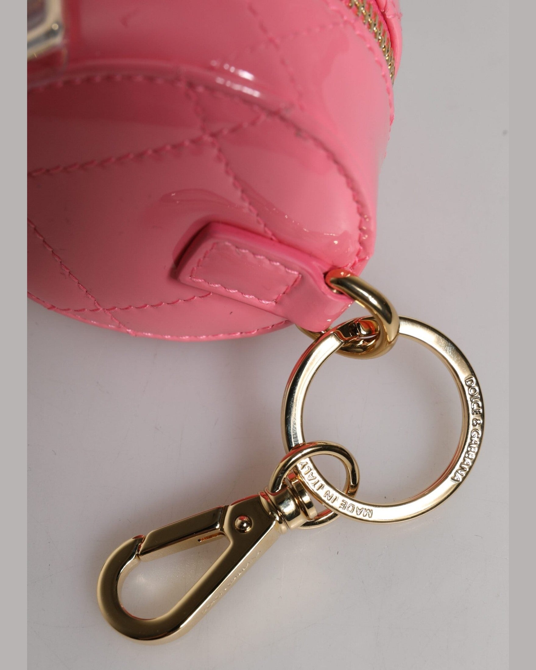 Dolce & Gabbana Pink Leather Lamb Dg Crystal Round Coin Purse Wallet Glam Steals