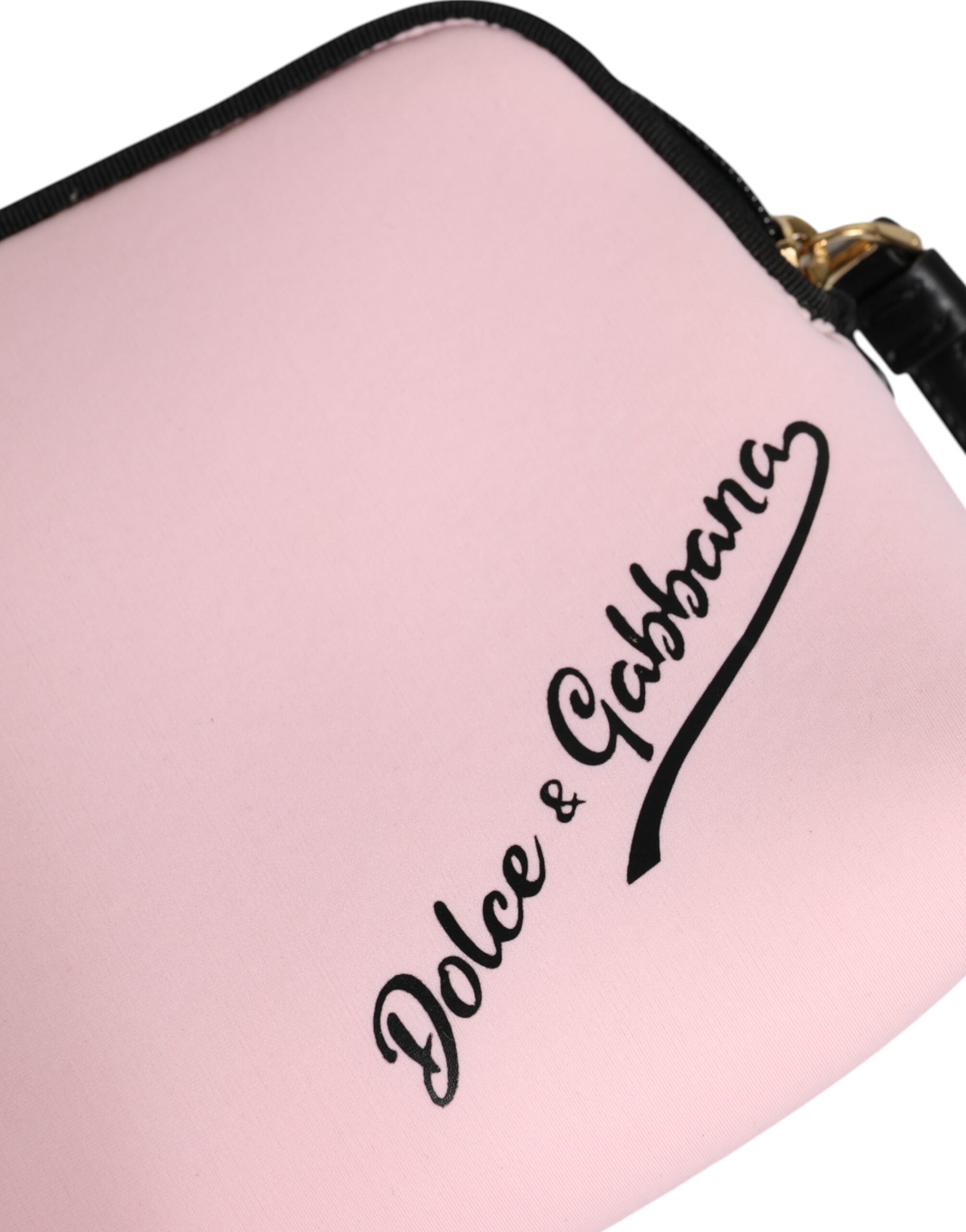 Dolce & Gabbana Pink Nylon Solid Dg Logo Print Clutch Zip Borse Pouch Bag Glam Steals