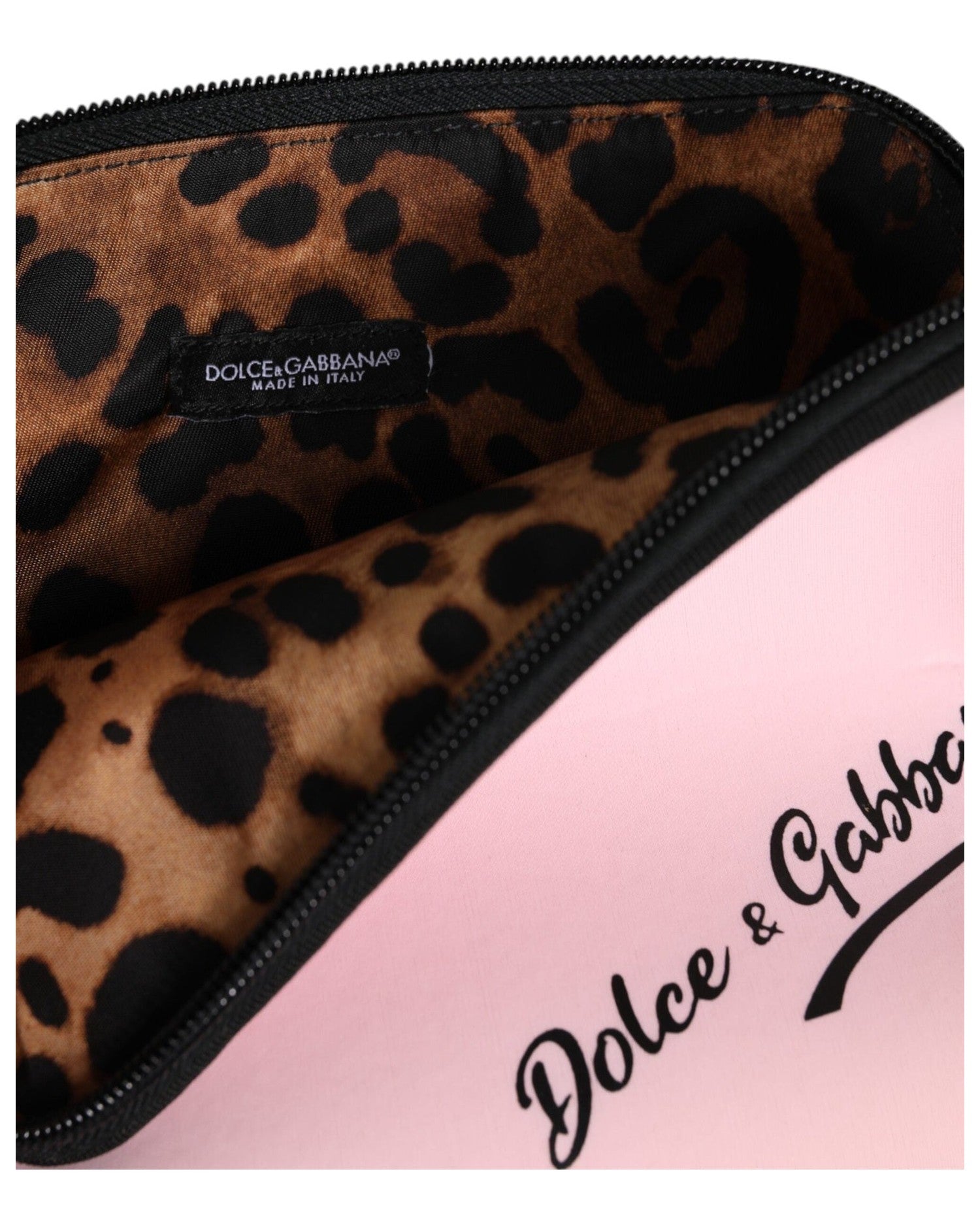 Dolce & Gabbana Pink Nylon Solid Dg Logo Print Clutch Zip Borse Pouch Bag Glam Steals