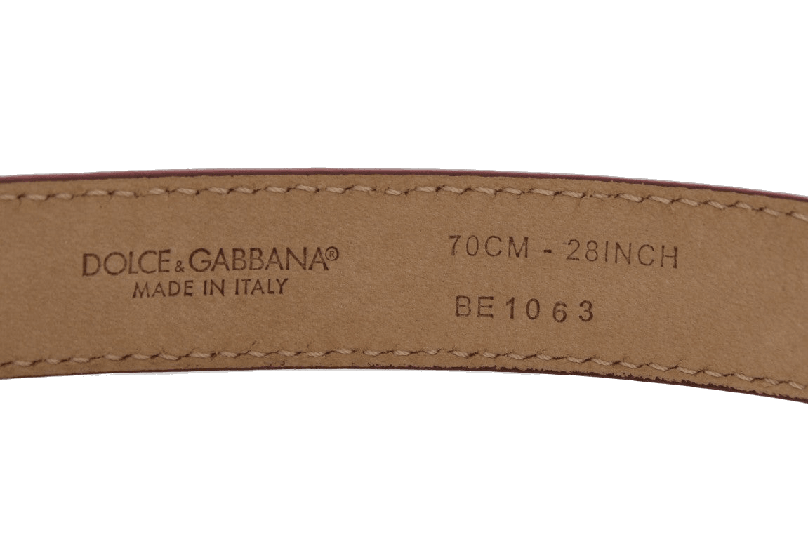 Dolce & Gabbana Pink Polka Snakeskin Silver Buckle Belt Glam Steals