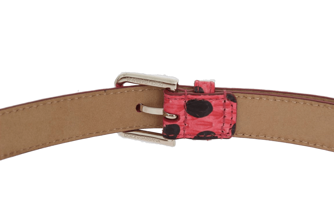 Dolce & Gabbana Pink Polka Snakeskin Silver Buckle Belt Glam Steals