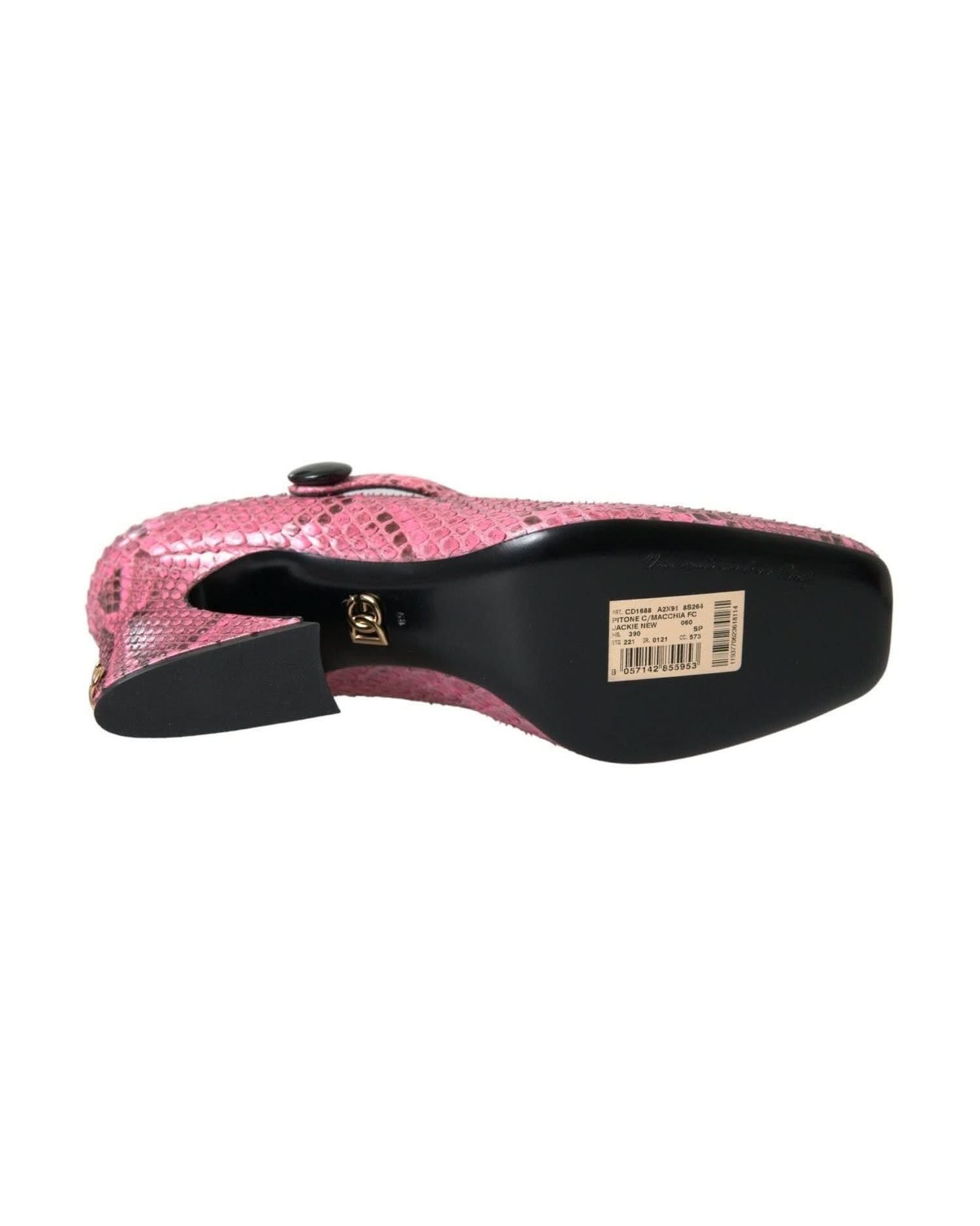 Dolce & Gabbana Pink Python Leather Mary Jane Heels Shoes Heels