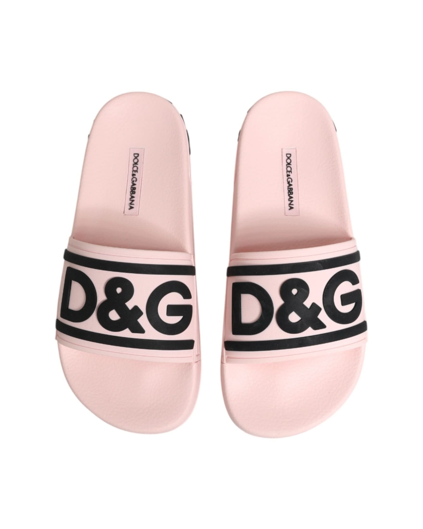 Dolce & Gabbana Pink Rubber Slides Sandals Beachwear Shoes Sandals
