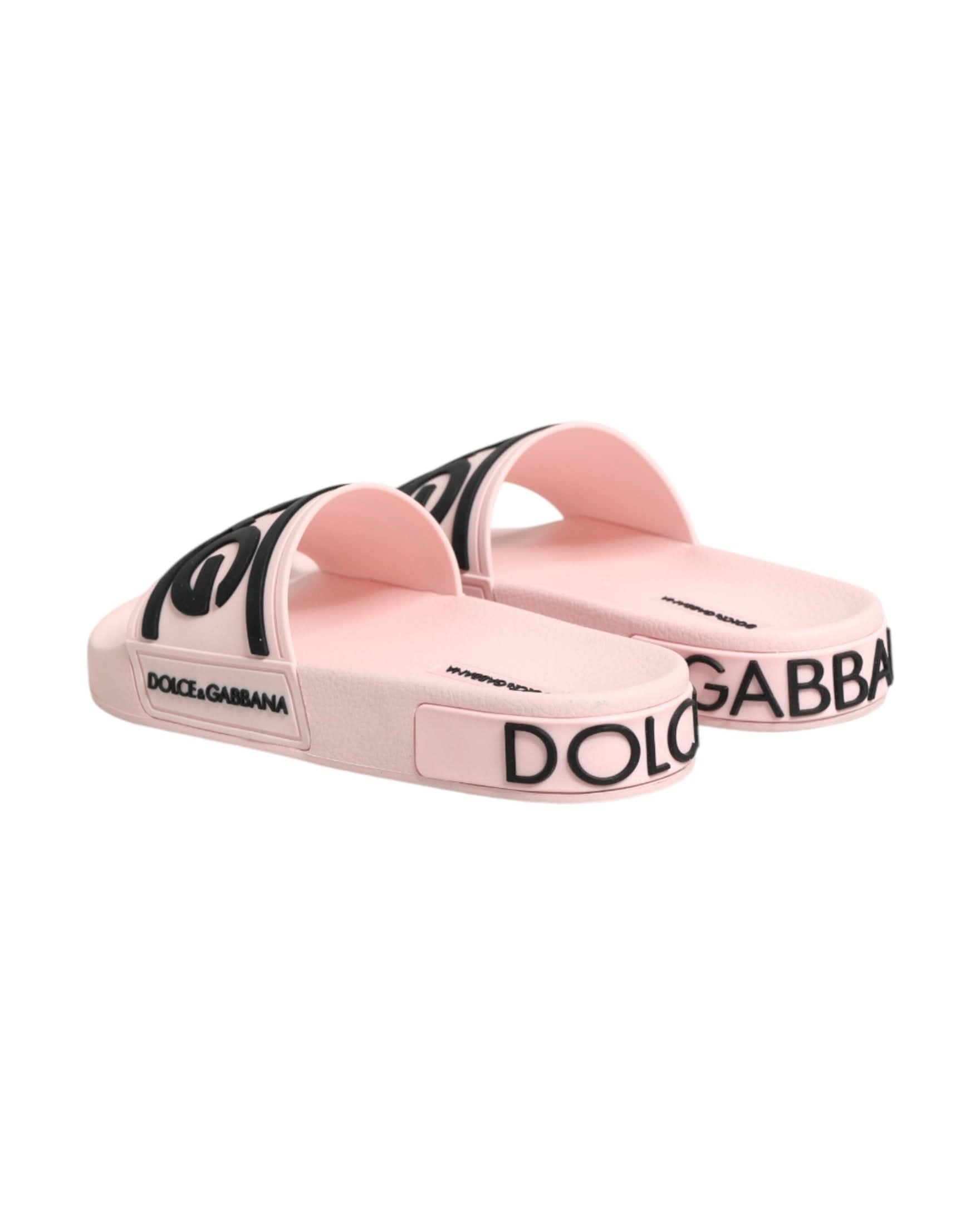 Dolce & Gabbana Pink Rubber Slides Sandals Beachwear Shoes Sandals