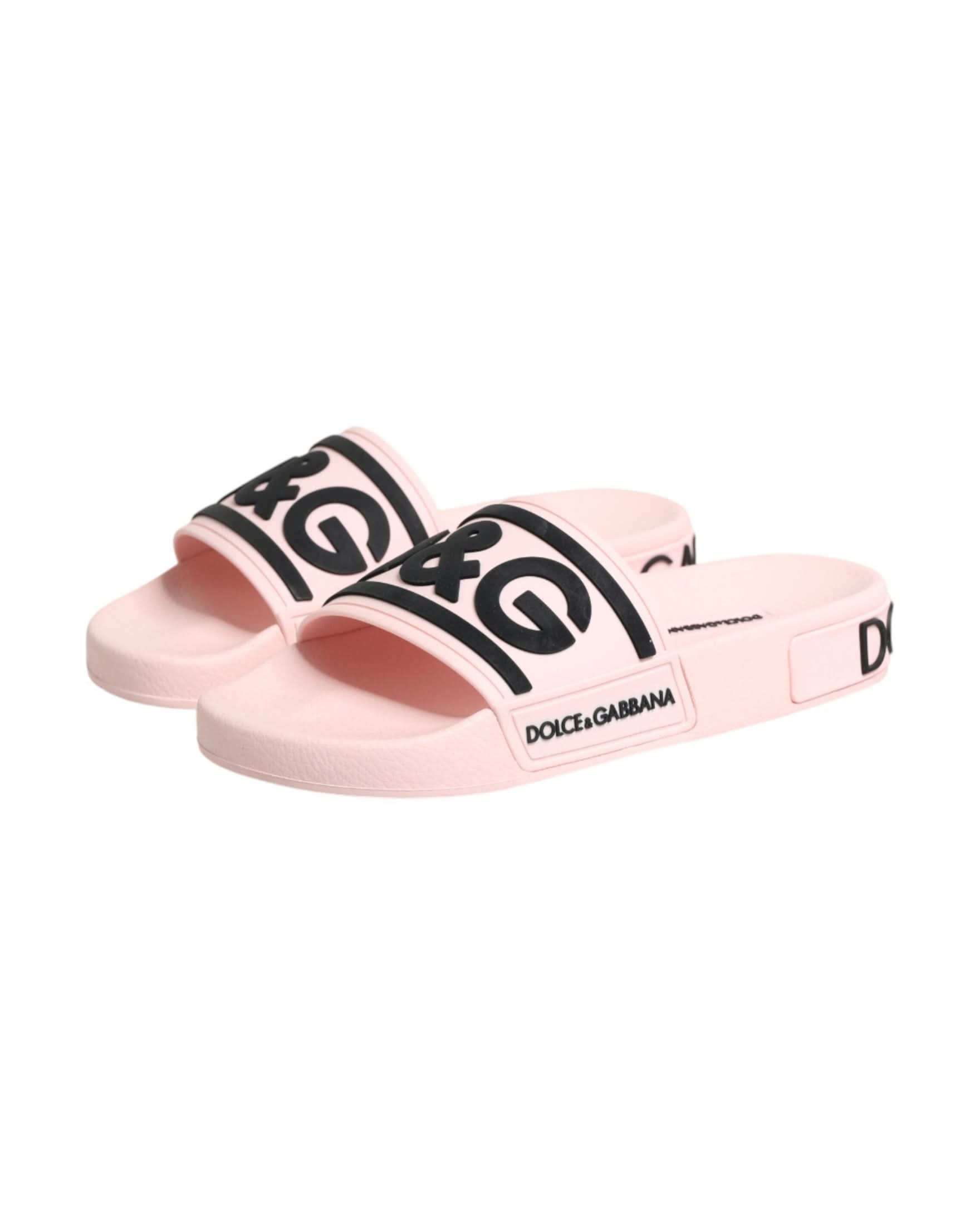 Dolce & Gabbana Pink Rubber Slides Sandals Beachwear Shoes Sandals