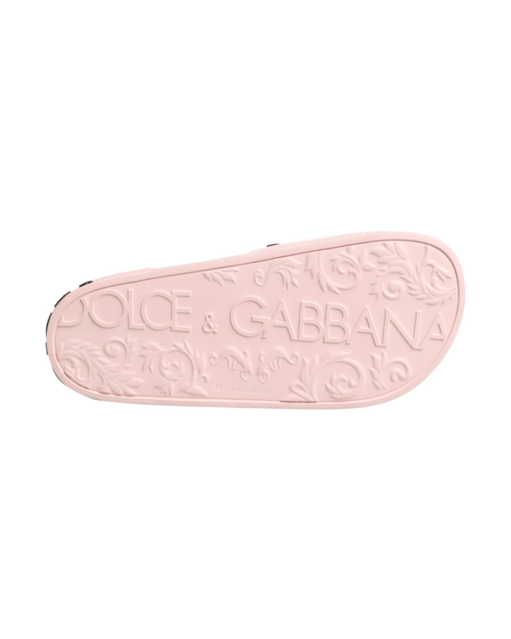 Dolce & Gabbana Pink Rubber Slides Sandals Beachwear Shoes Sandals
