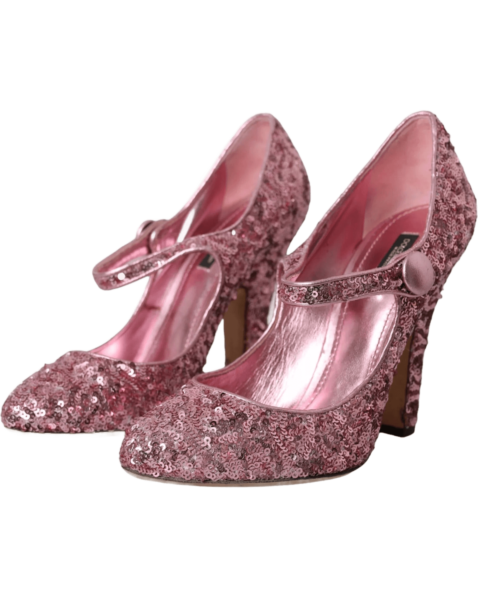 Dolce & Pink Gabbana Sequin Mary Jane Pumps High Heels Shoes Glam Steals