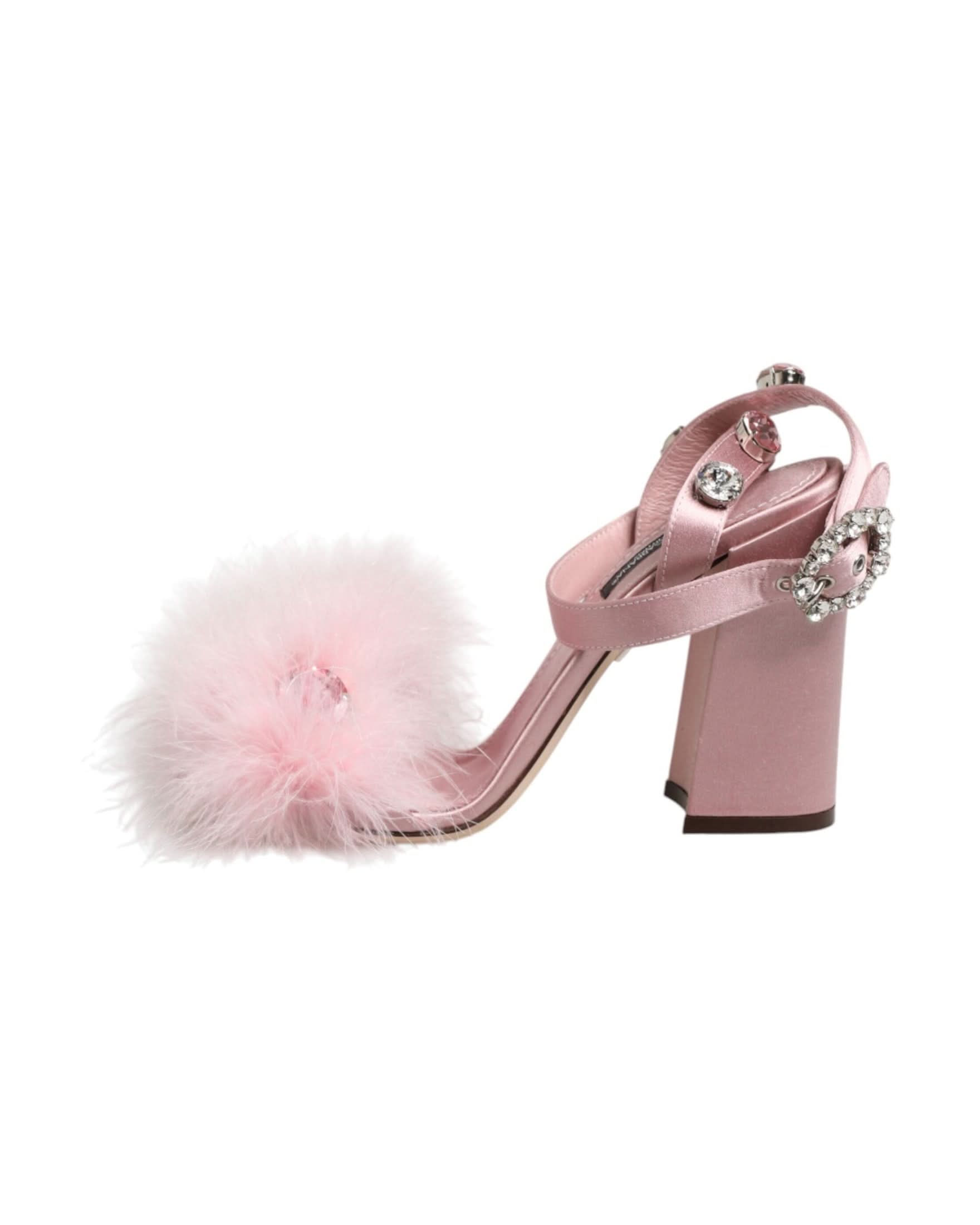 Dolce & Gabbana Pink Sequined Ankle Strap Sandals Shoes Heels