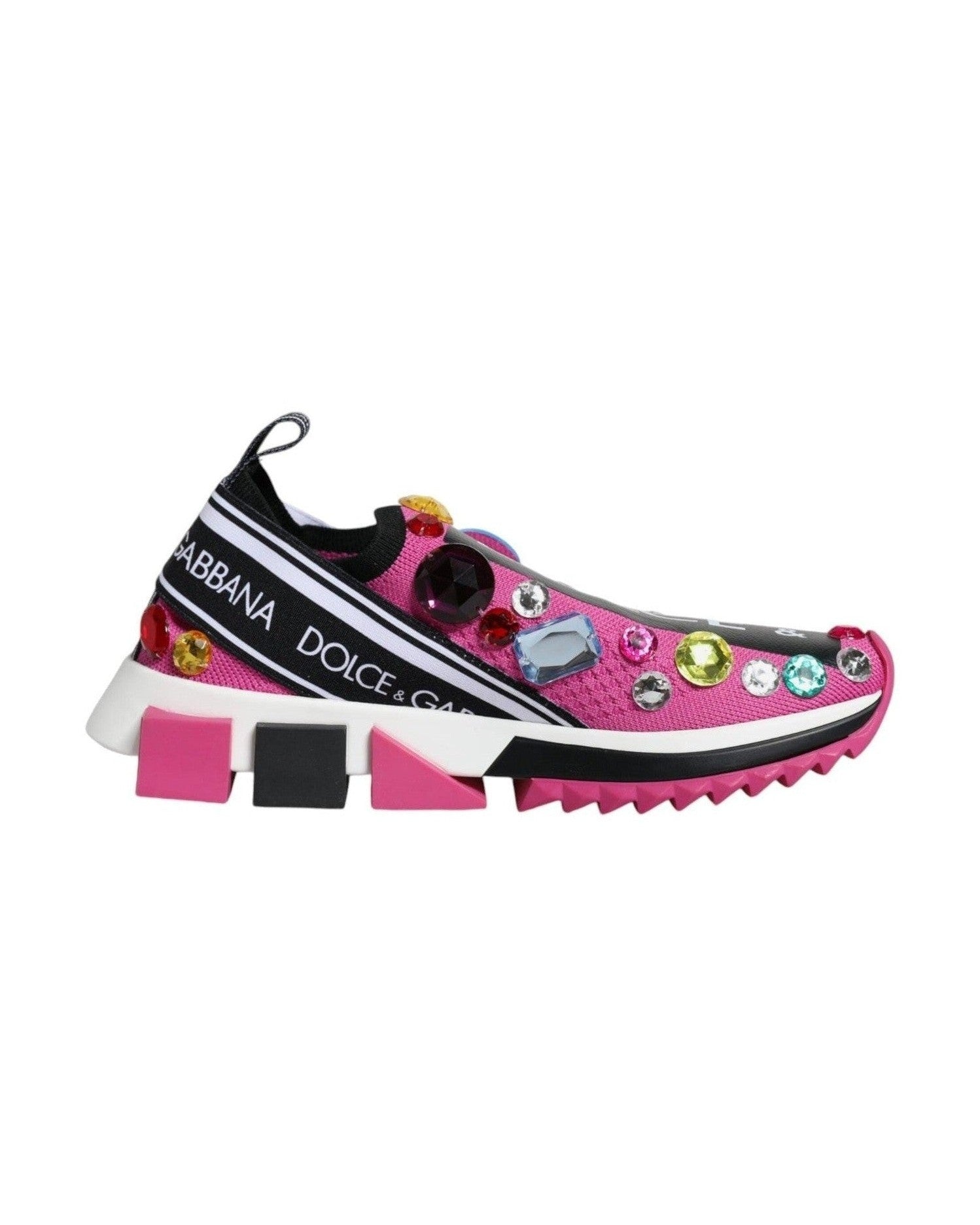 Dolce & Gabbana Pink Sorrento Crystals Low Top Sneakers Shoes Glam Steals