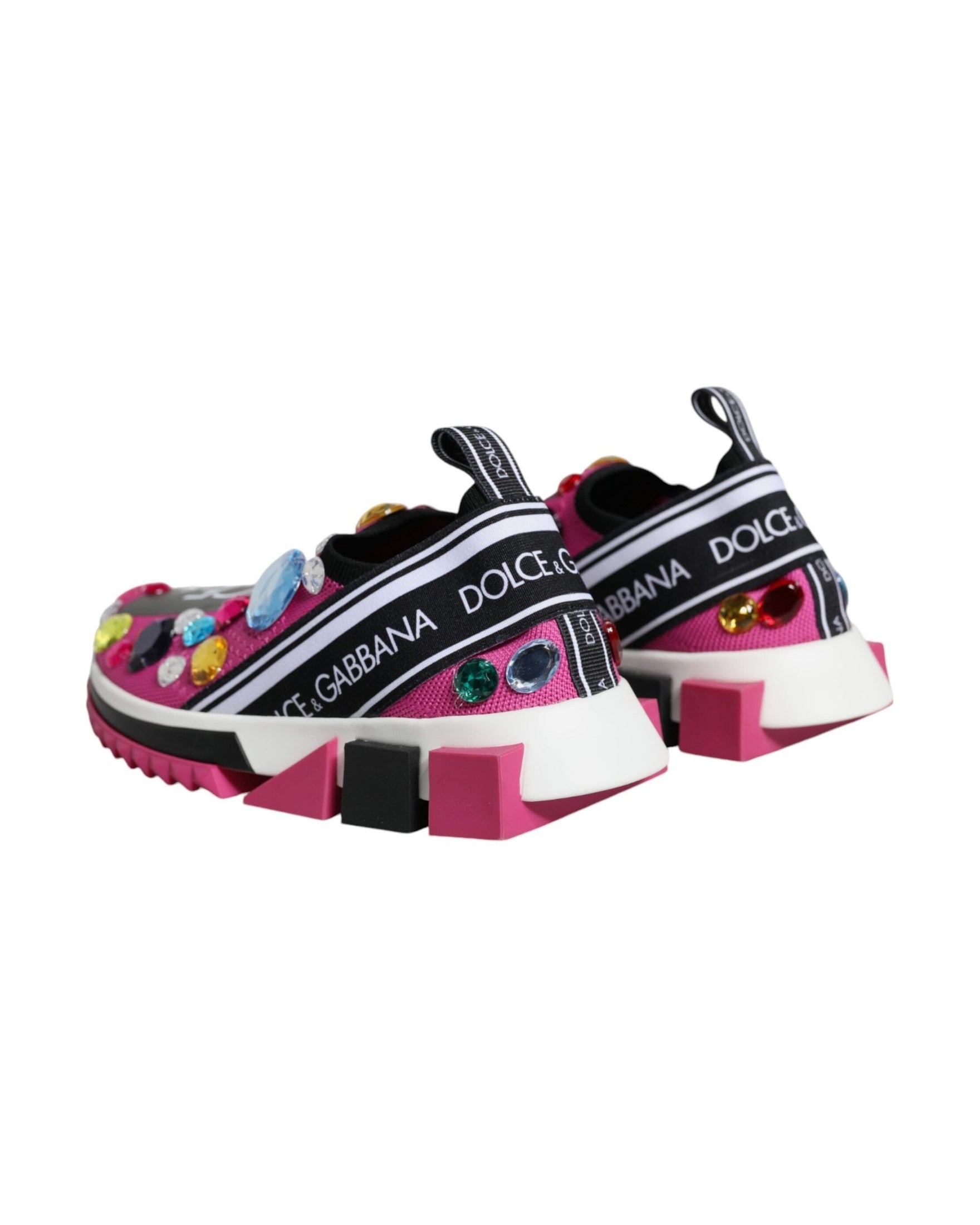 Dolce & Gabbana Pink Sorrento Crystals Low Top Sneakers Shoes Glam Steals