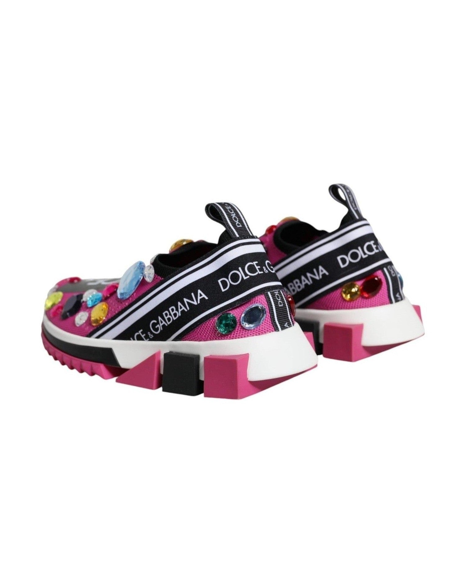 Dolce & Gabbana Pink Sorrento Crystals Low Top Sneakers Shoes Glam Steals