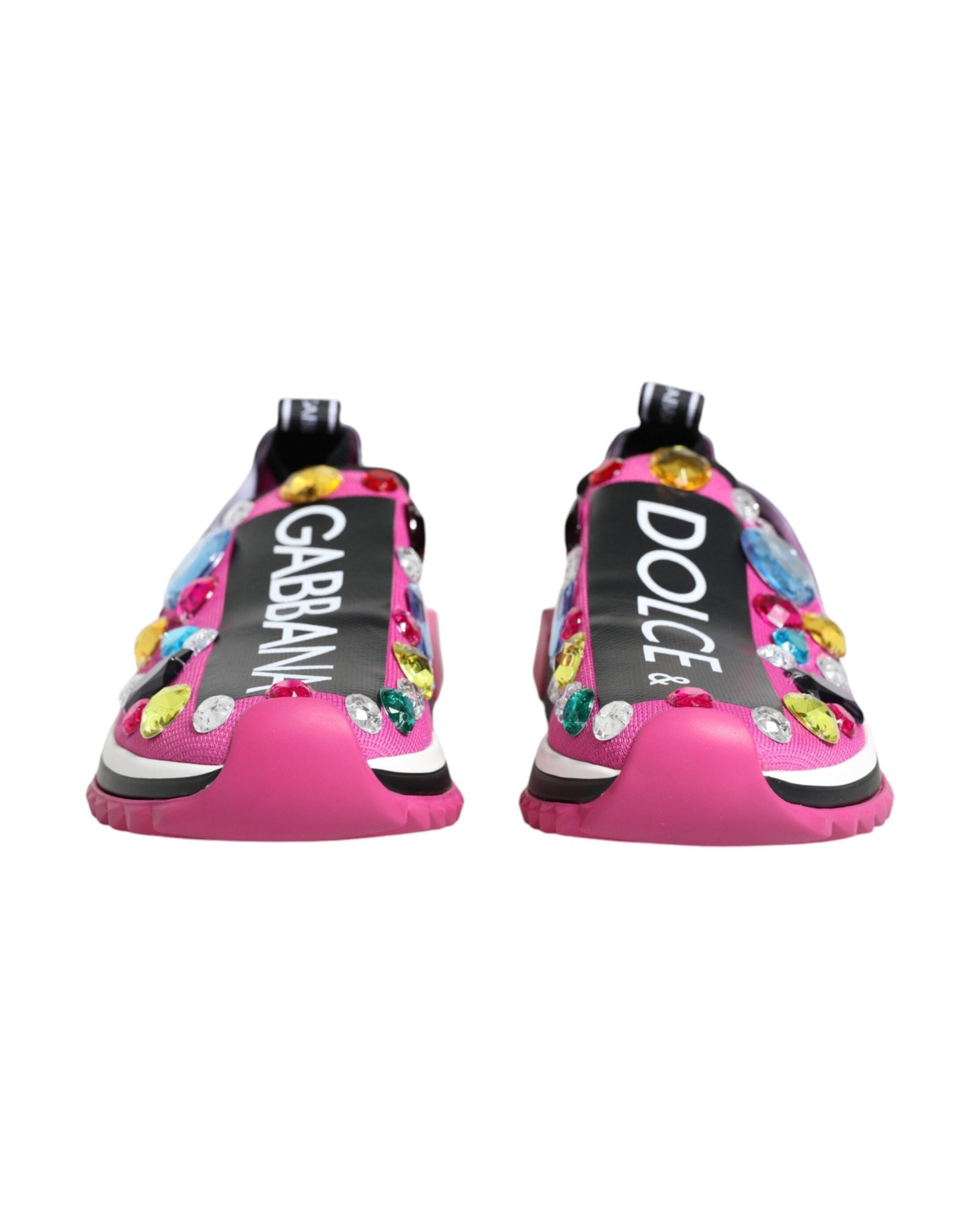 Dolce & Gabbana Pink Sorrento Crystals Low Top Sneakers Shoes Glam Steals