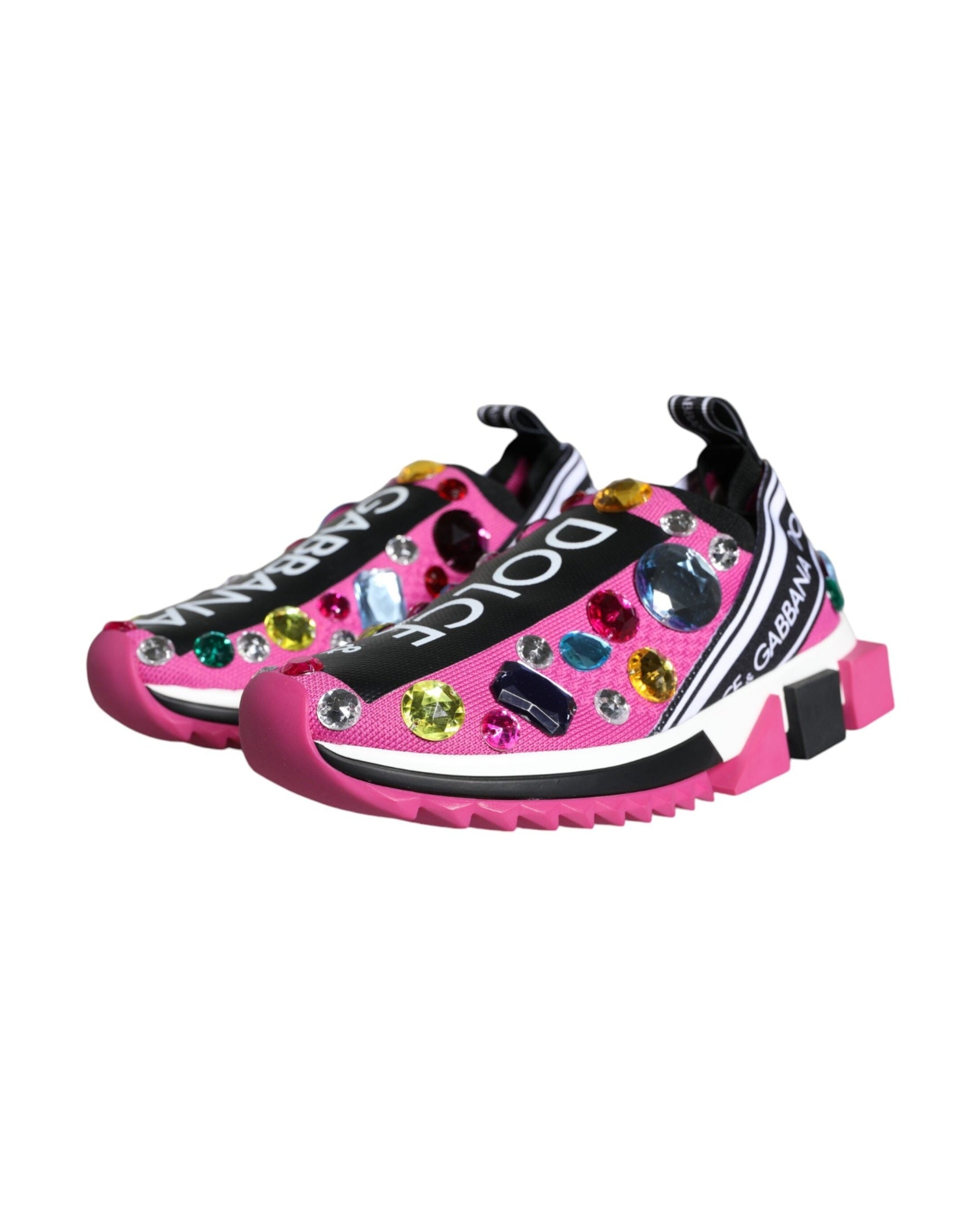Dolce & Gabbana Pink Sorrento Crystals Low Top Sneakers Shoes Glam Steals