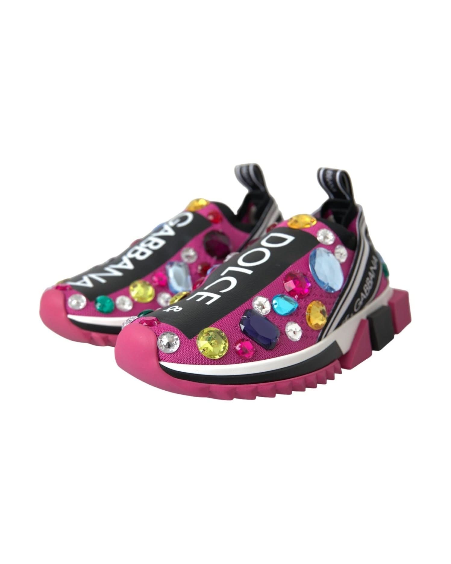 Dolce & Gabbana Pink Sorrento Crystals Sneakers Shoes Sneakers
