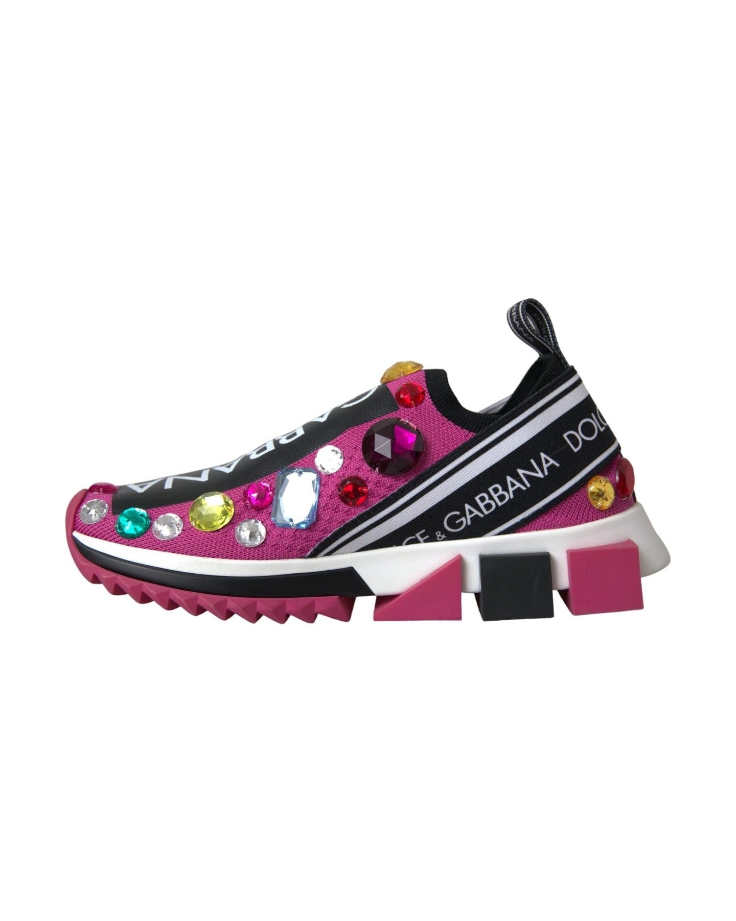 Dolce & Gabbana Pink Sorrento Crystals Sneakers Shoes Sneakers