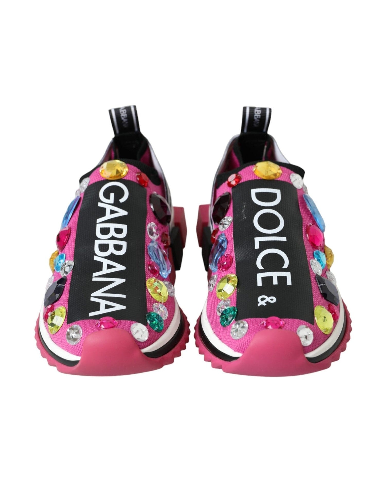 Dolce & Gabbana Pink Sorrento Crystals Sneakers Shoes Sneakers