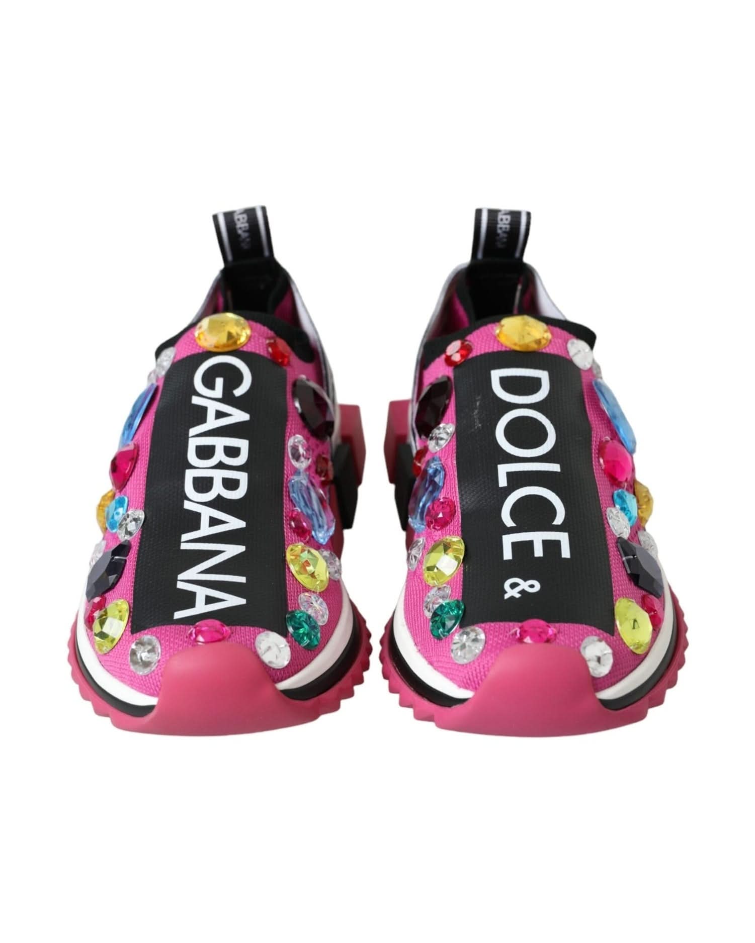 Dolce & Gabbana Pink Sorrento Crystals Sneakers Shoes Sneakers