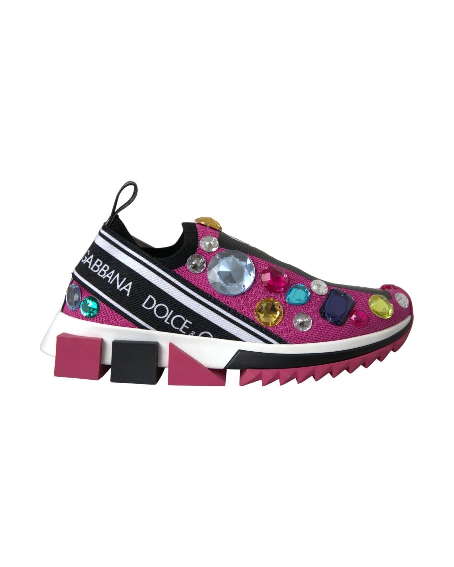 Dolce & Gabbana Pink Sorrento Crystals Sneakers Shoes Sneakers