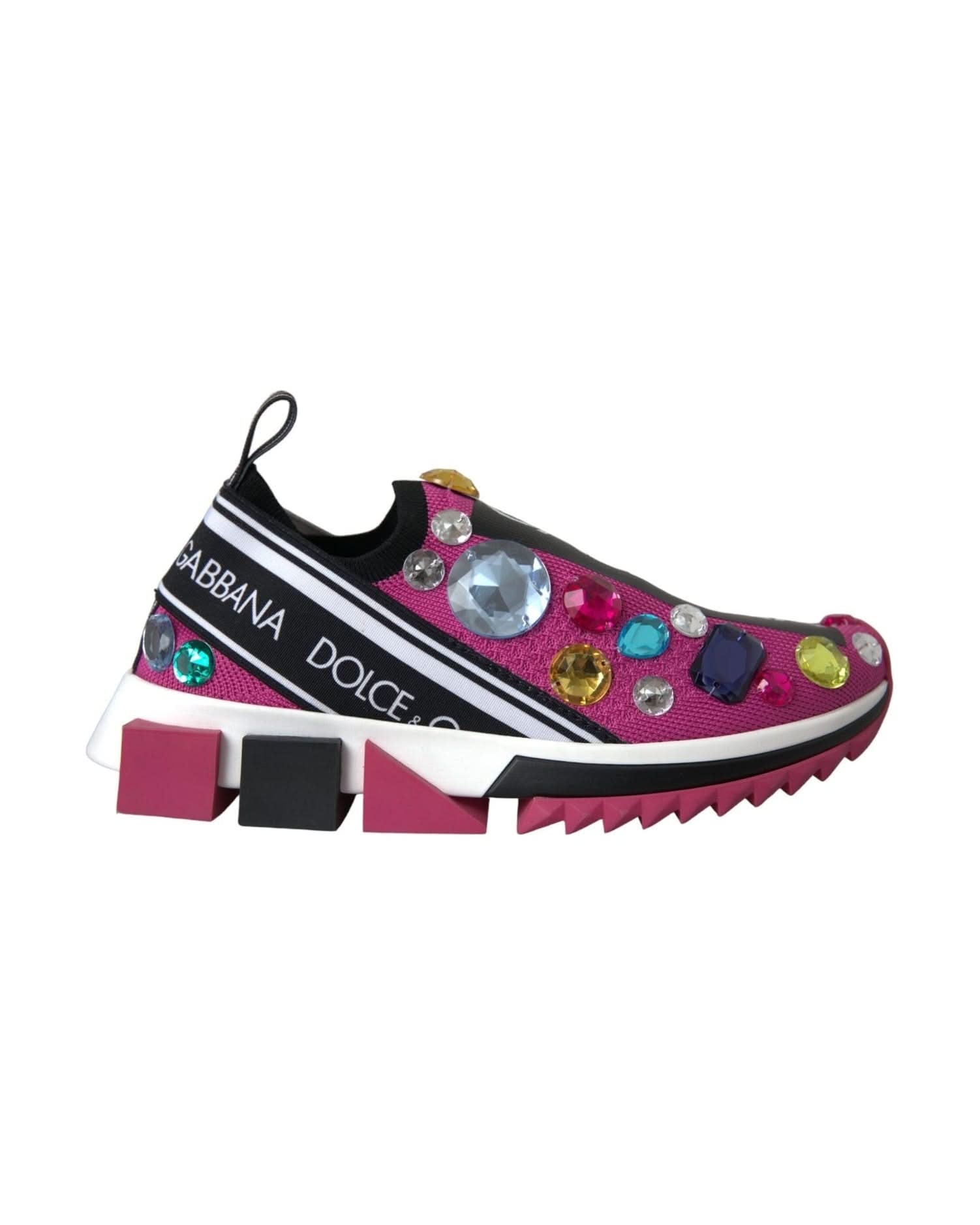Dolce & Gabbana Pink Sorrento Crystals Sneakers Shoes Sneakers